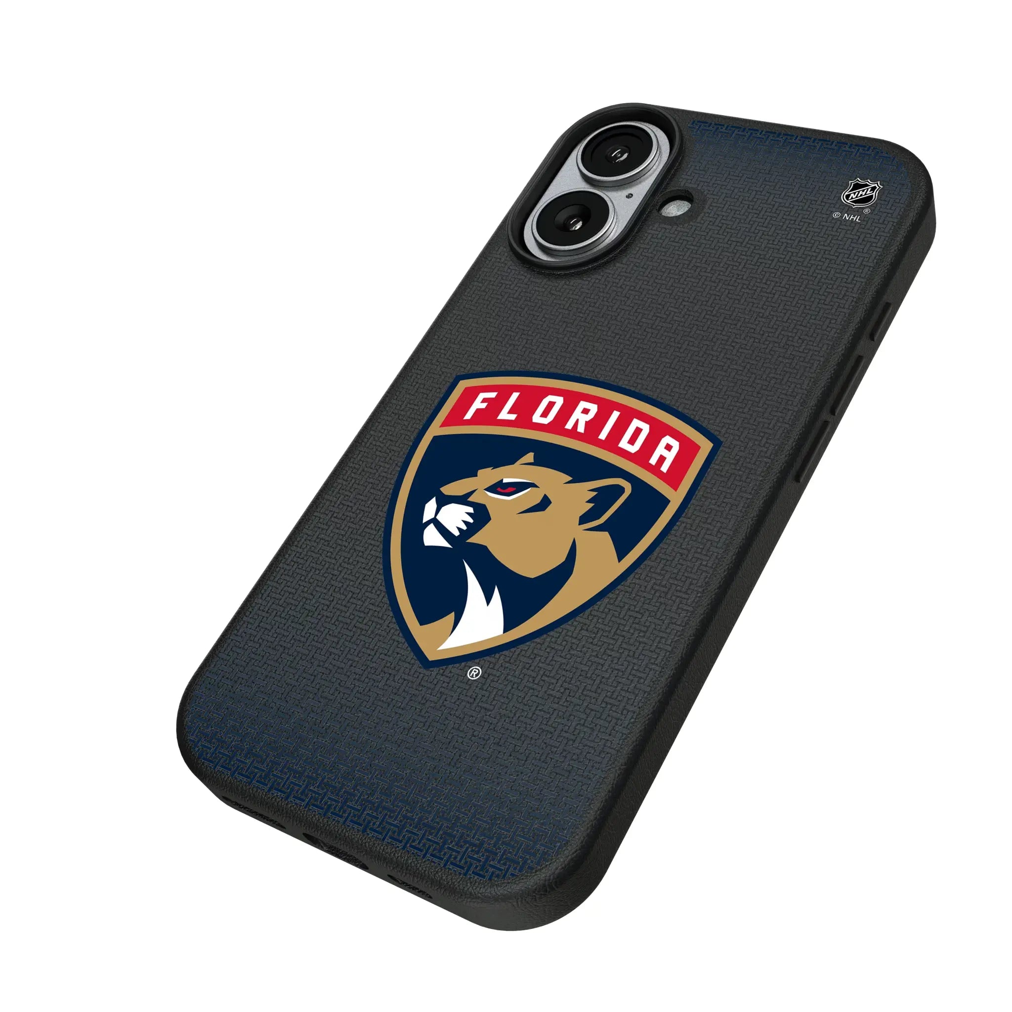Florida Panthers Linen iPhone MagSafe Compatible Phone Case for Apple iPhone - Isometric View#Device_iPhone 17