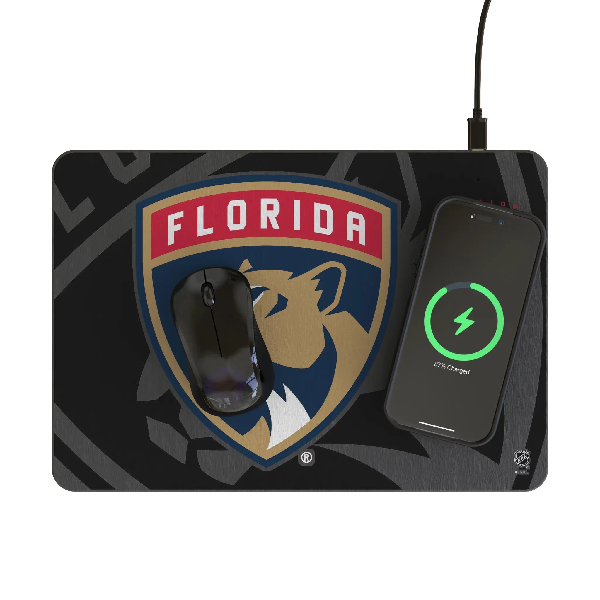 Florida Panthers Monocolor Tilt 15-Watt Wireless Charger and Mouse Pad - Lifestyle