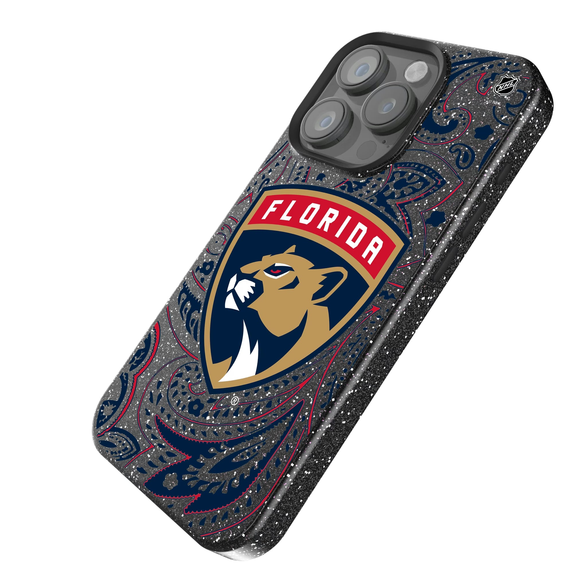 Florida Panthers Paisley iPhone Bling Phone Case for Apple iPhone - Isometric View