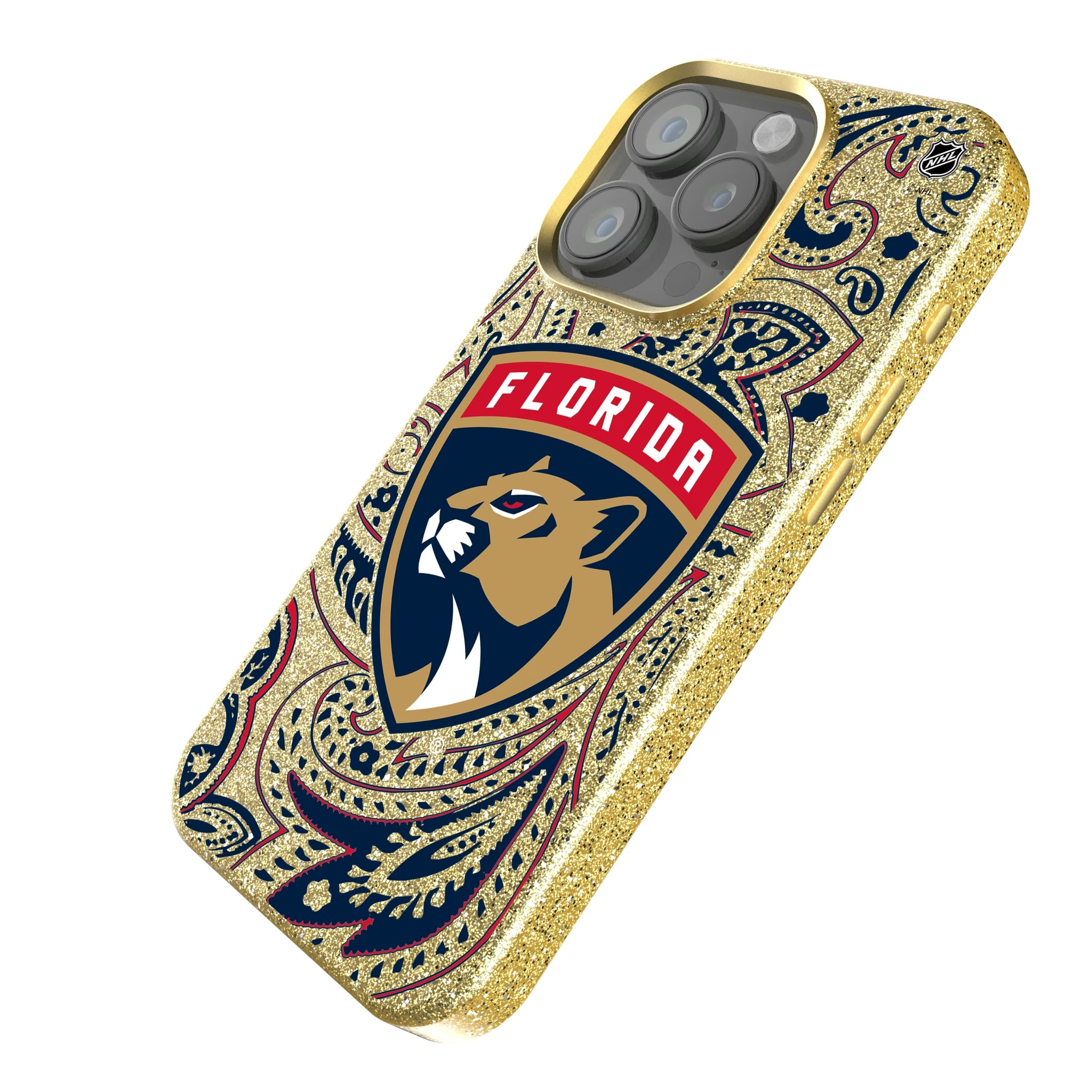 Florida Panthers Paisley iPhone Bling Phone Case for Apple iPhone - Isometric View