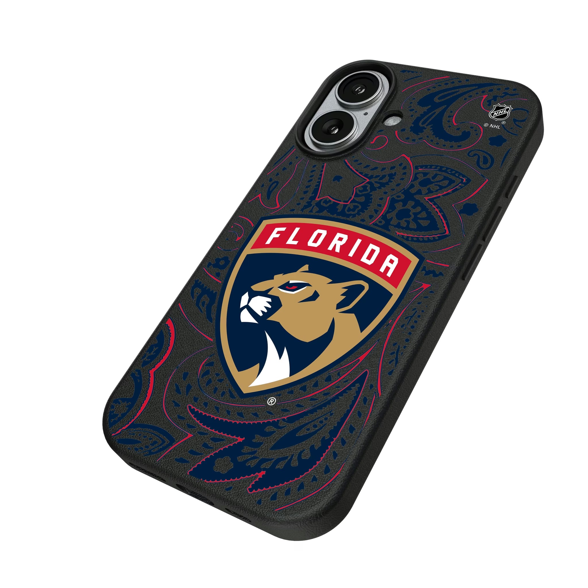 Florida Panthers Paisley iPhone MagSafe Compatible Phone Case for Apple iPhone - Isometric View#Device_iPhone 17