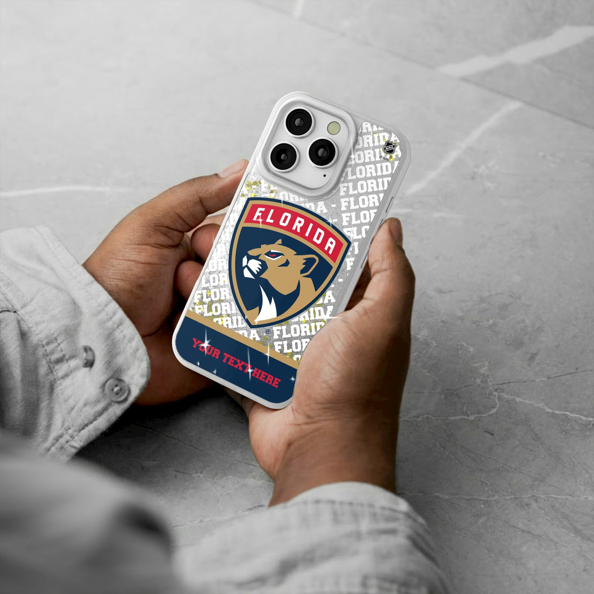 Florida Panthers Personalized EndZone Plus iPhone Glitter Phone Case for Apple iPhone - Lifestyle#Device_iPhone 16 Pro