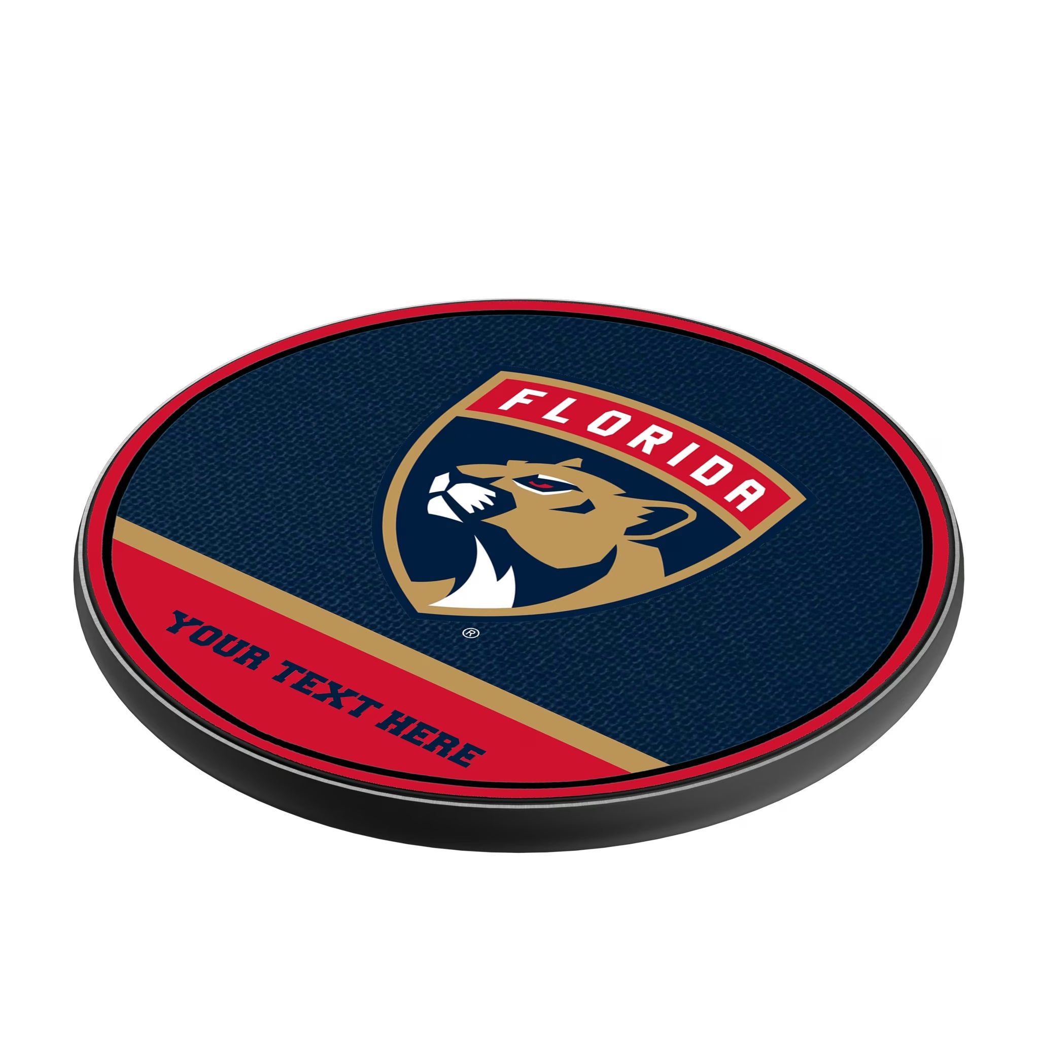 Florida Panthers Personalized Endzone Solid 15-Watt Wireless Charger - Isometric View