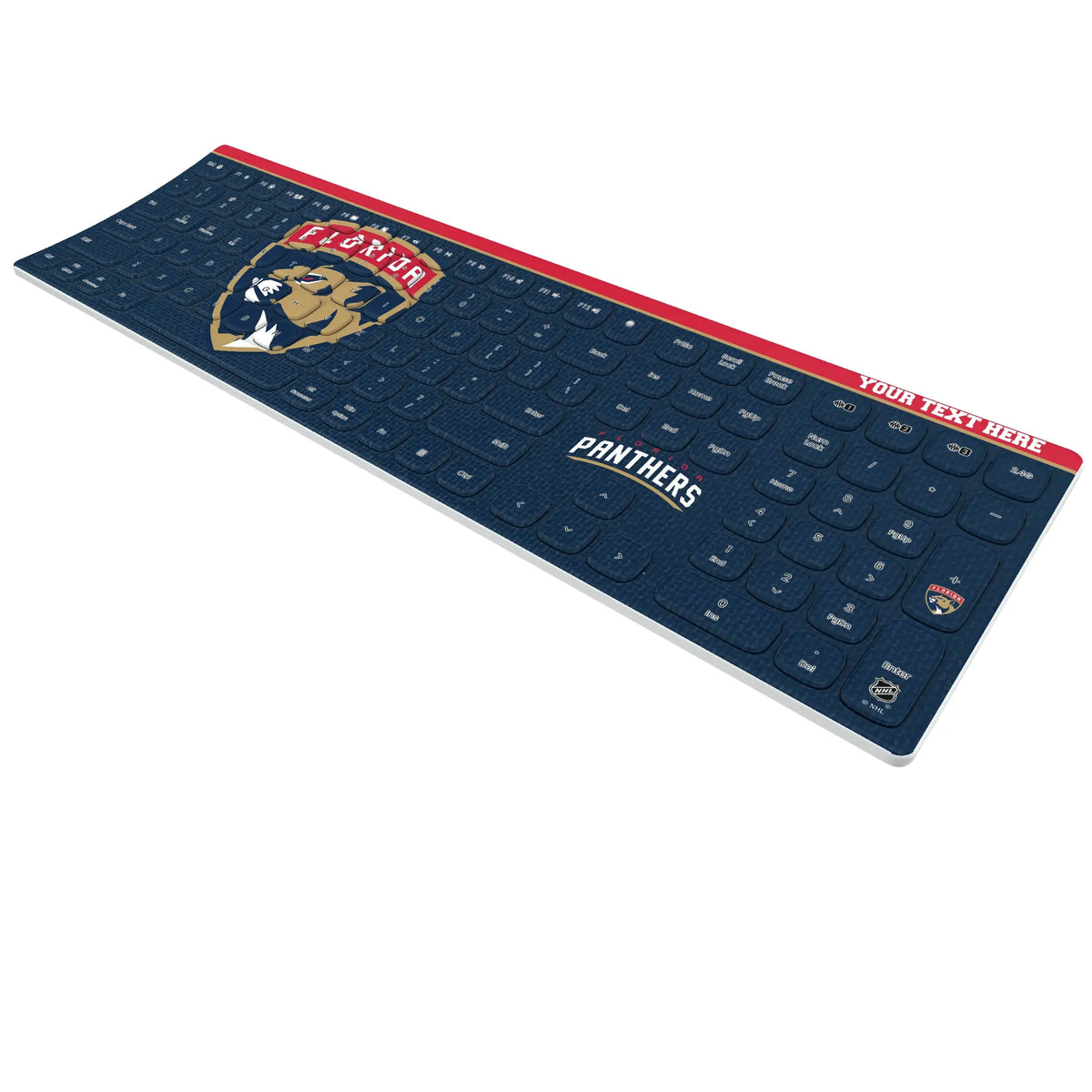 Florida Panthers Personalized Endzone Solid KKB605 Curved Wireless Keyboard - Isometric View