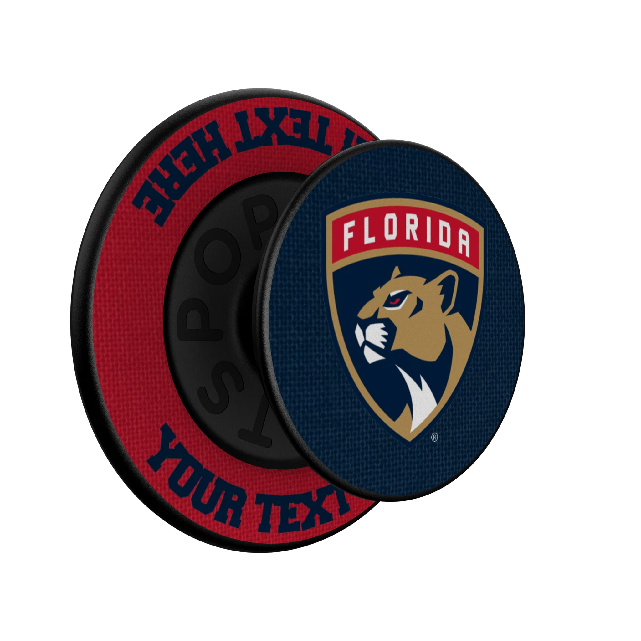 Florida Panthers Personalized Endzone Solid Popsockets Round Magnetic - Isometric View