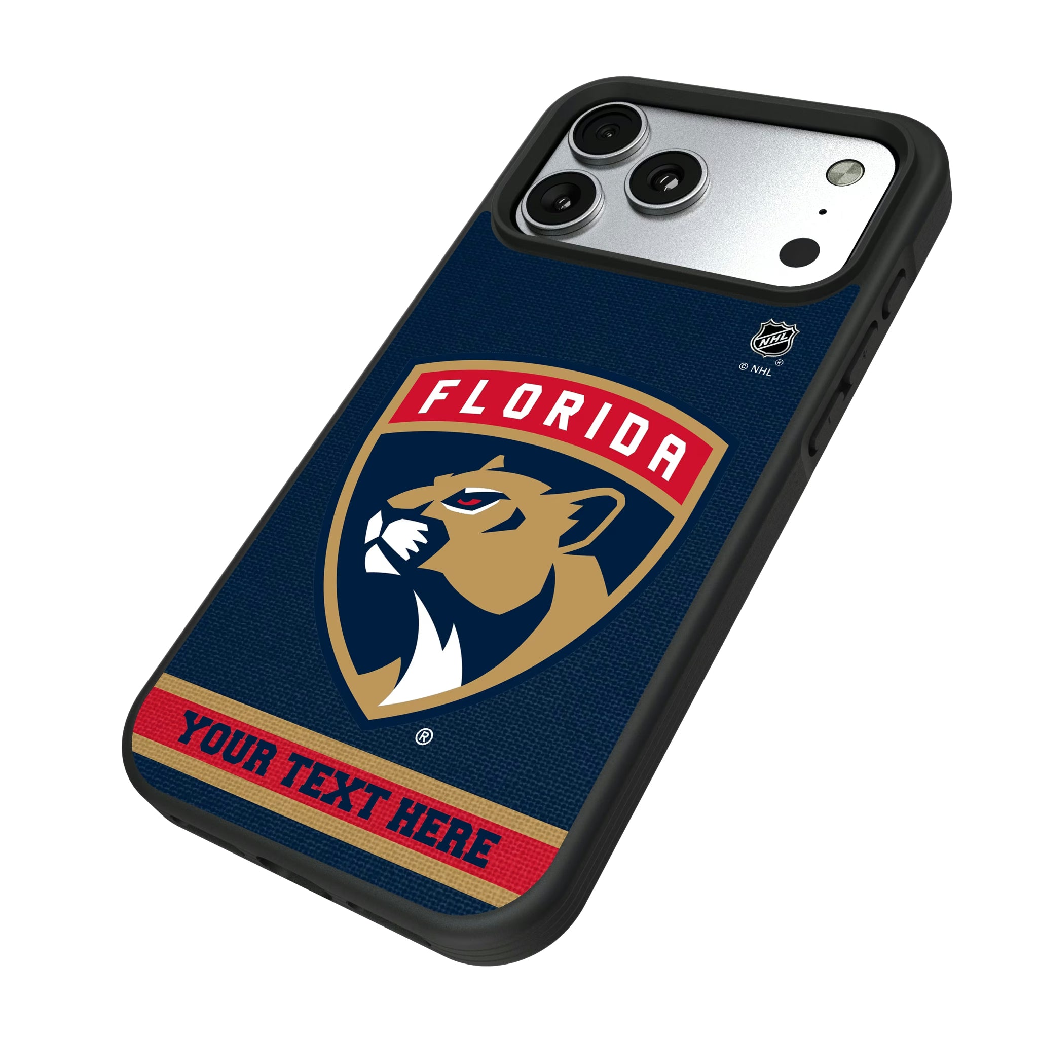 Florida Panthers Personalized Stripe iPhone Bump Phone Case for Apple iPhone - Isometric View#Device_iPhone 17 Pro Max