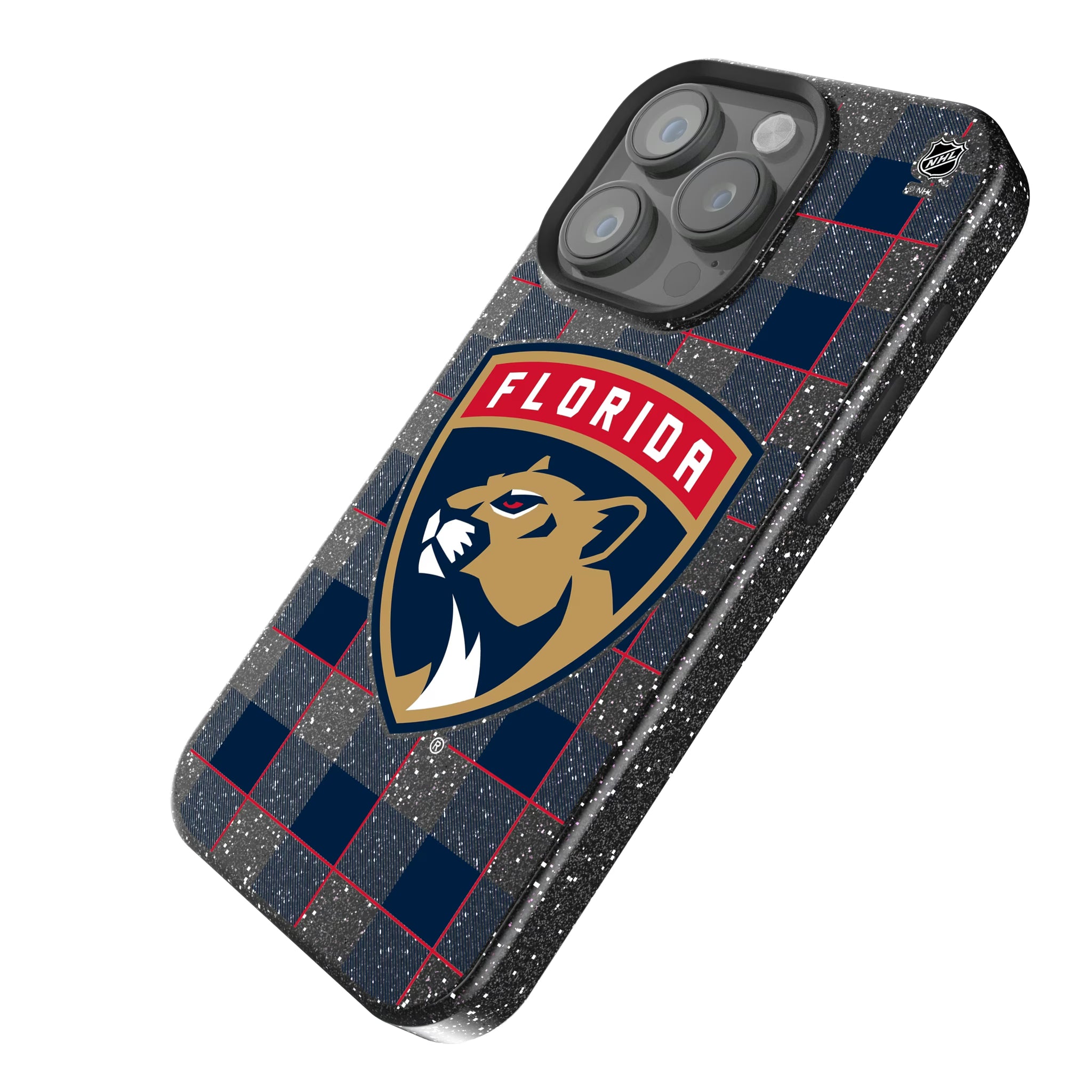 Florida Panthers Plaid iPhone Bling Phone Case for Apple iPhone - Isometric View