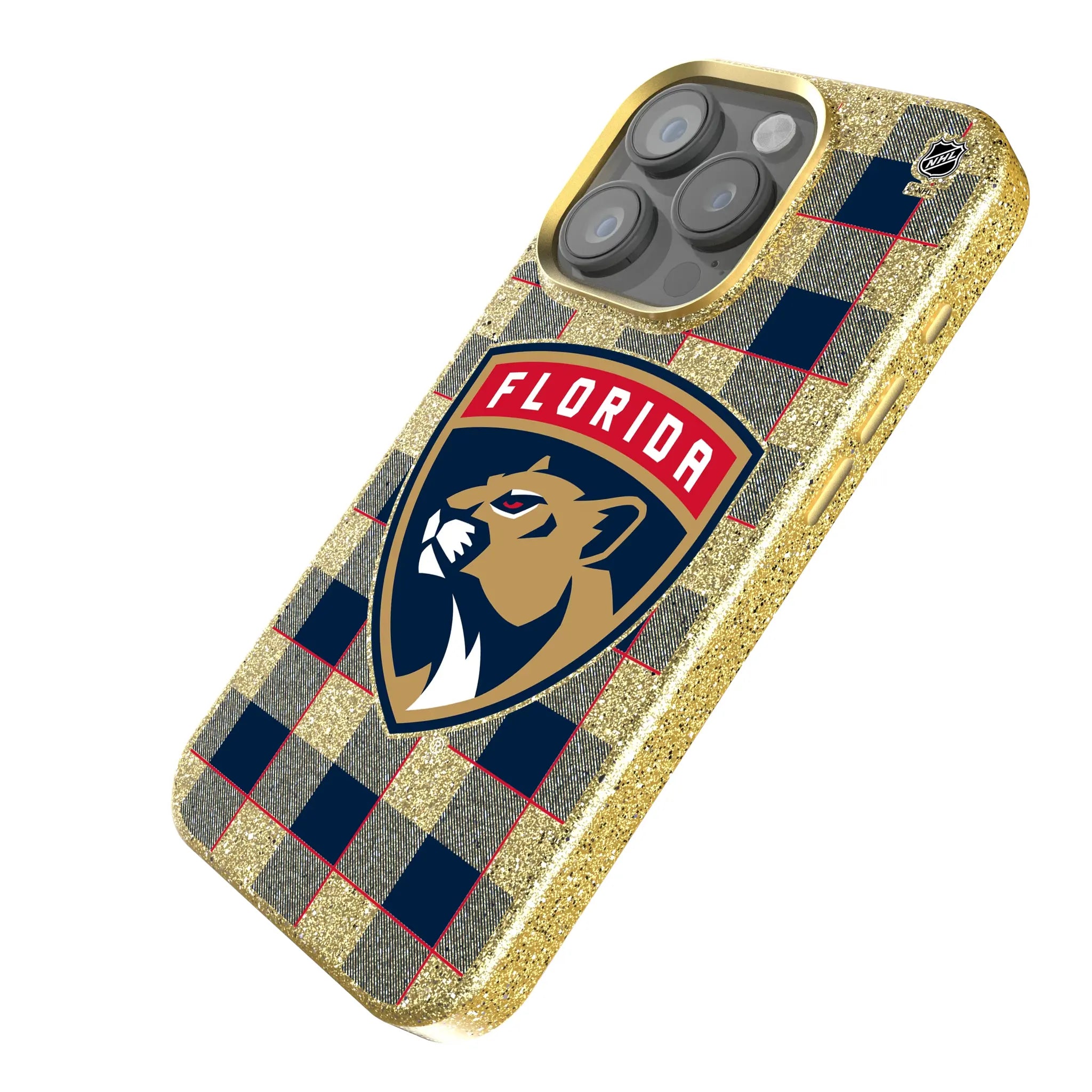 Florida Panthers Plaid iPhone Bling Phone Case for Apple iPhone - Isometric View