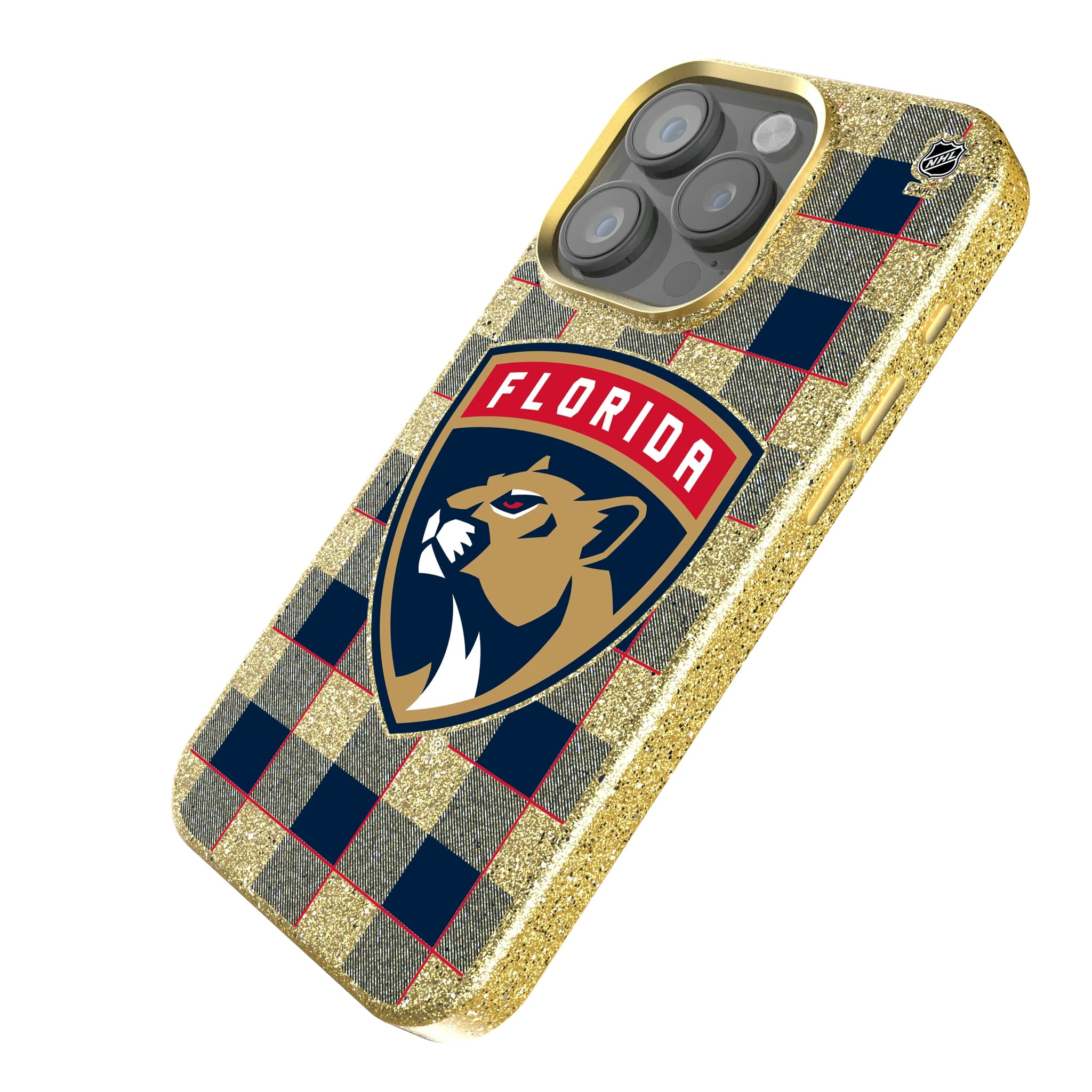 Florida Panthers Plaid iPhone Bling Phone Case for Apple iPhone - Isometric View