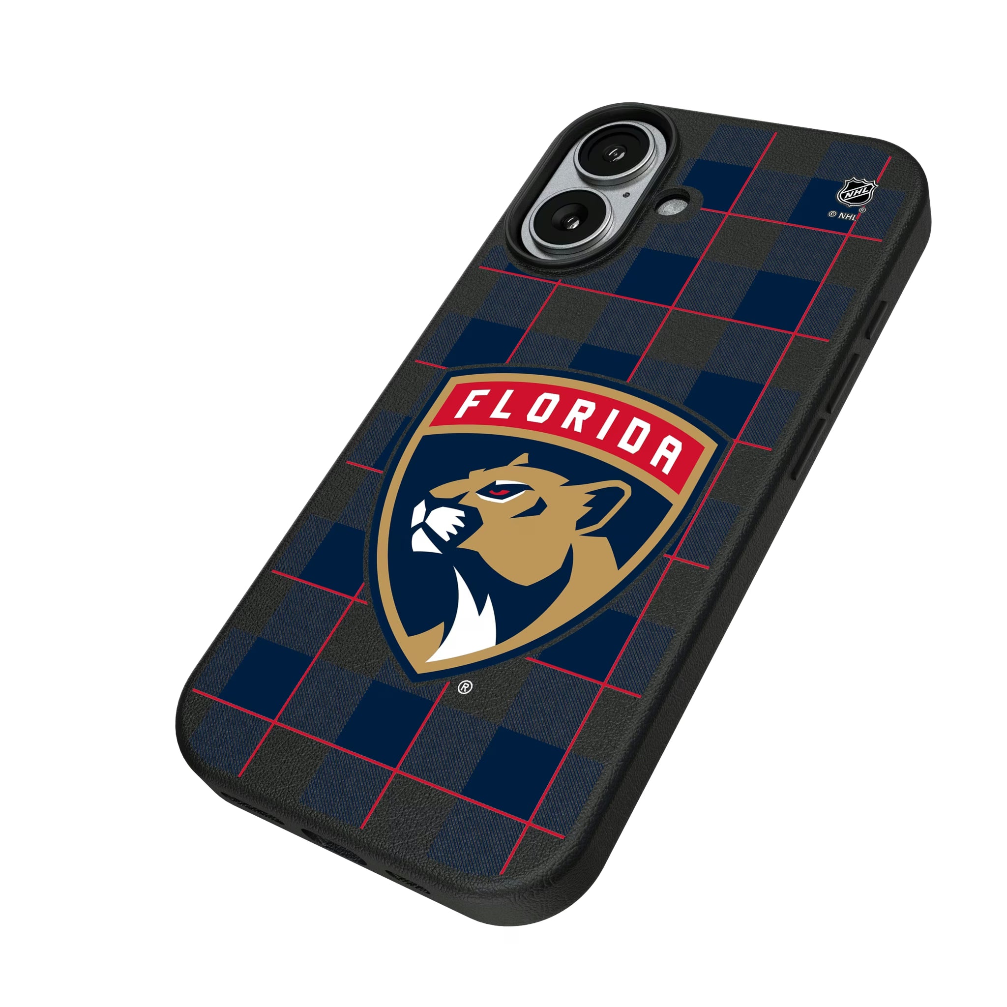 Florida Panthers Plaid iPhone MagSafe Compatible Phone Case for Apple iPhone - Isometric View#Device_iPhone 17