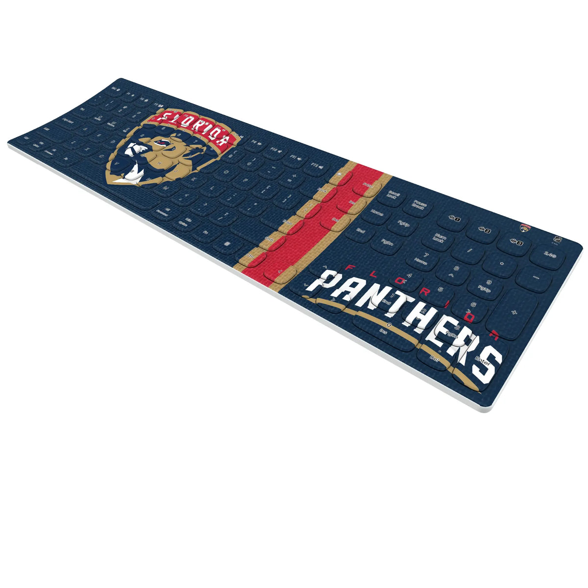 Florida Panthers Stripe KKB605 Curved Wireless Keyboard - Isometric View