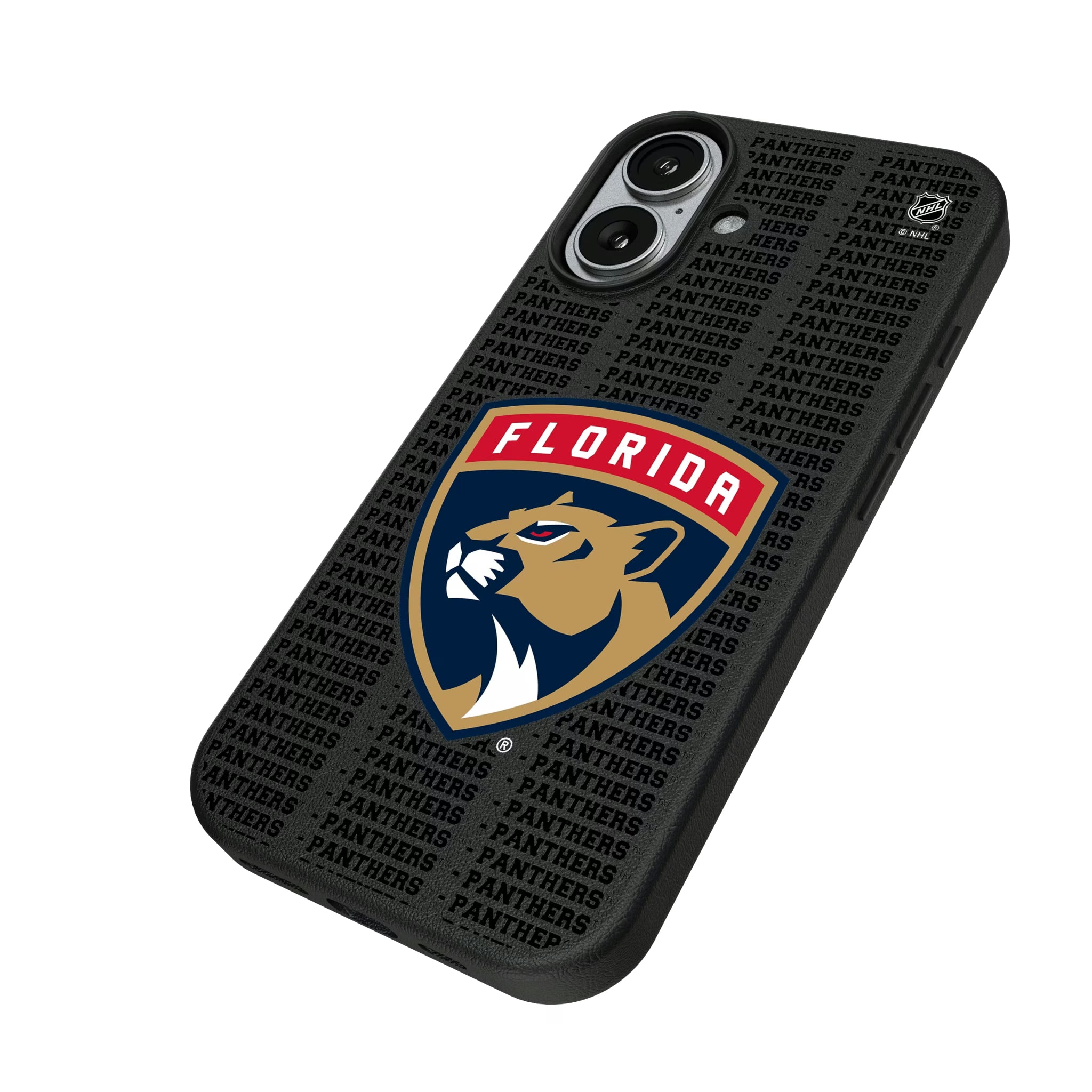 Florida Panthers Text Backdrop iPhone MagSafe Compatible Phone Case for Apple iPhone - Isometric View#Device_iPhone 17