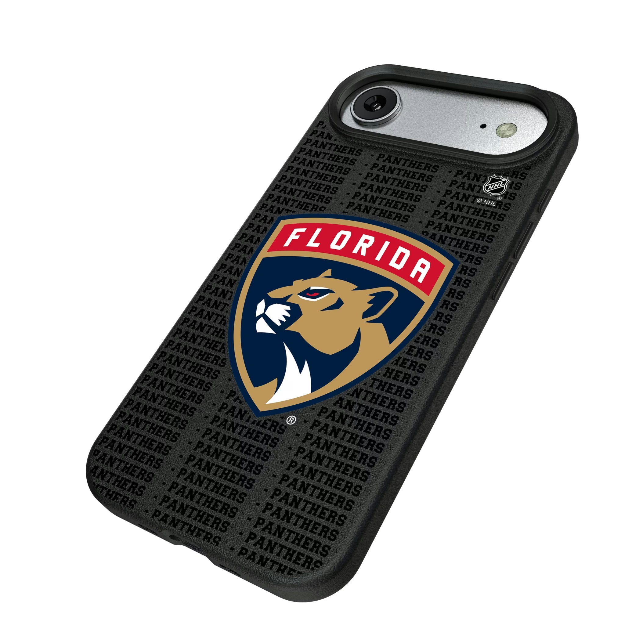 Florida Panthers Text Backdrop iPhone MagSafe Compatible Phone Case for Apple iPhone - Isometric View#Device_iPhone Air