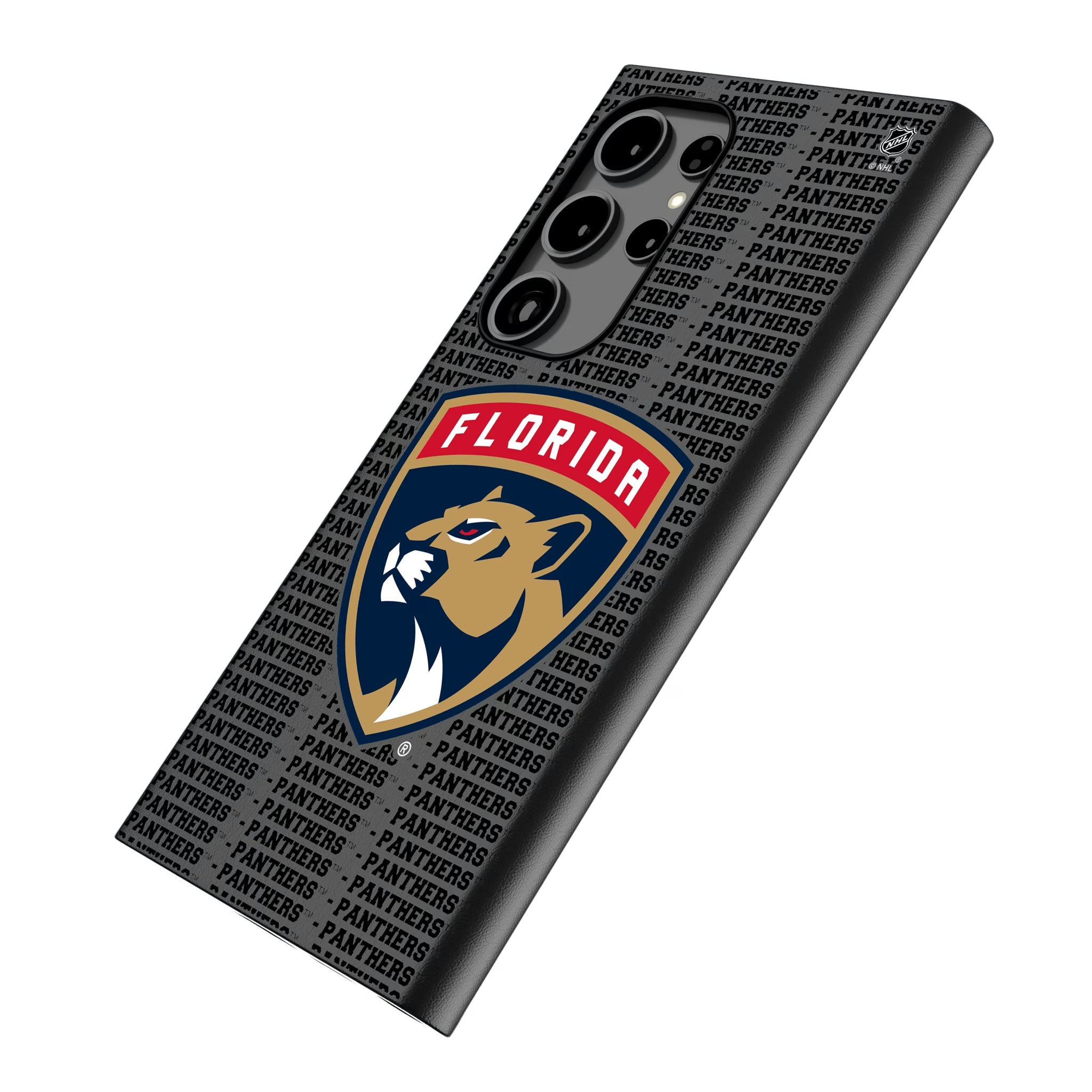Florida Panthers Text Backdrop Galaxy MagSafe Compatible Phone Case for Samsung Galaxy - Isometric View