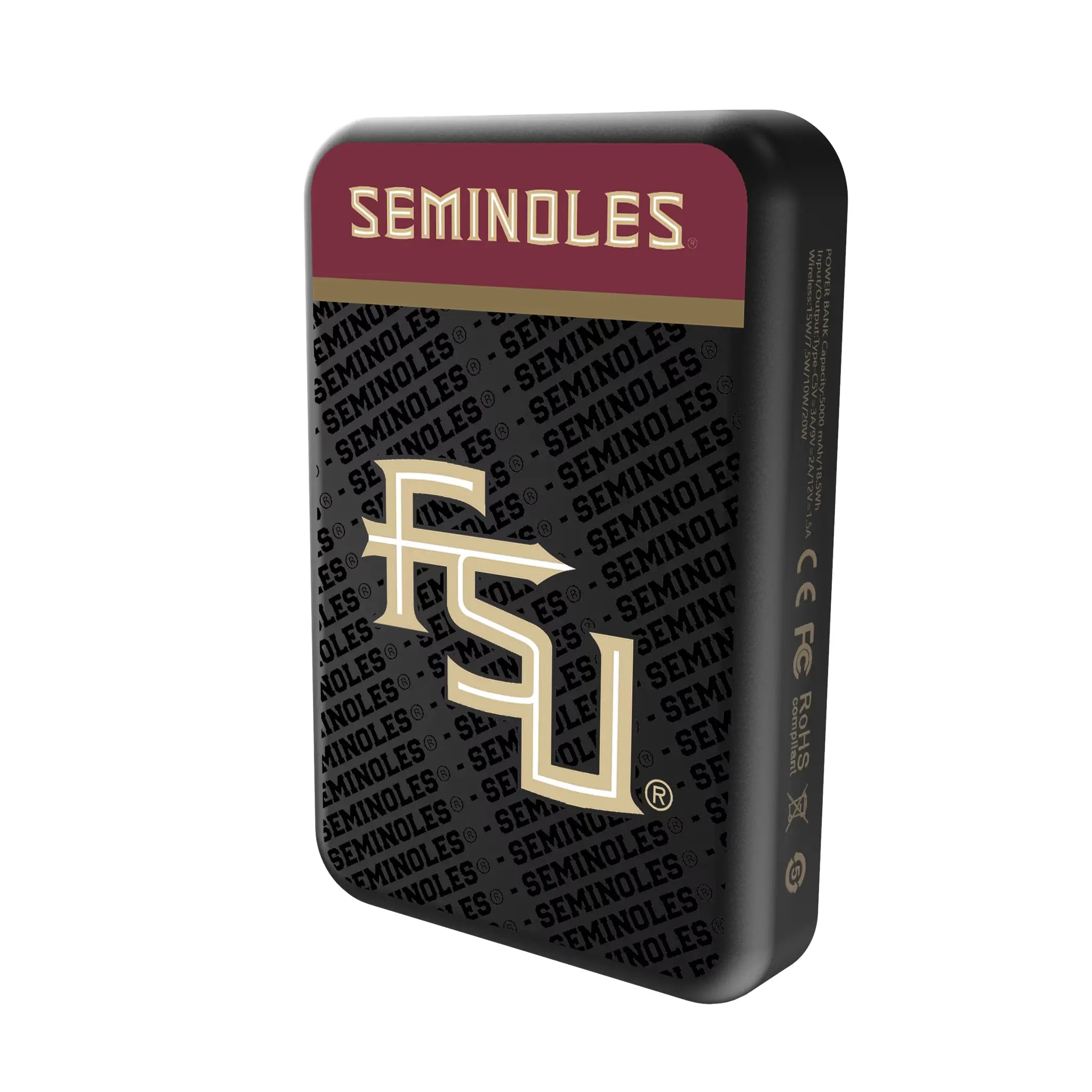 Florida State University Seminoles Athletic Wordmark Endzone Plus Wireless Mag Power Bank