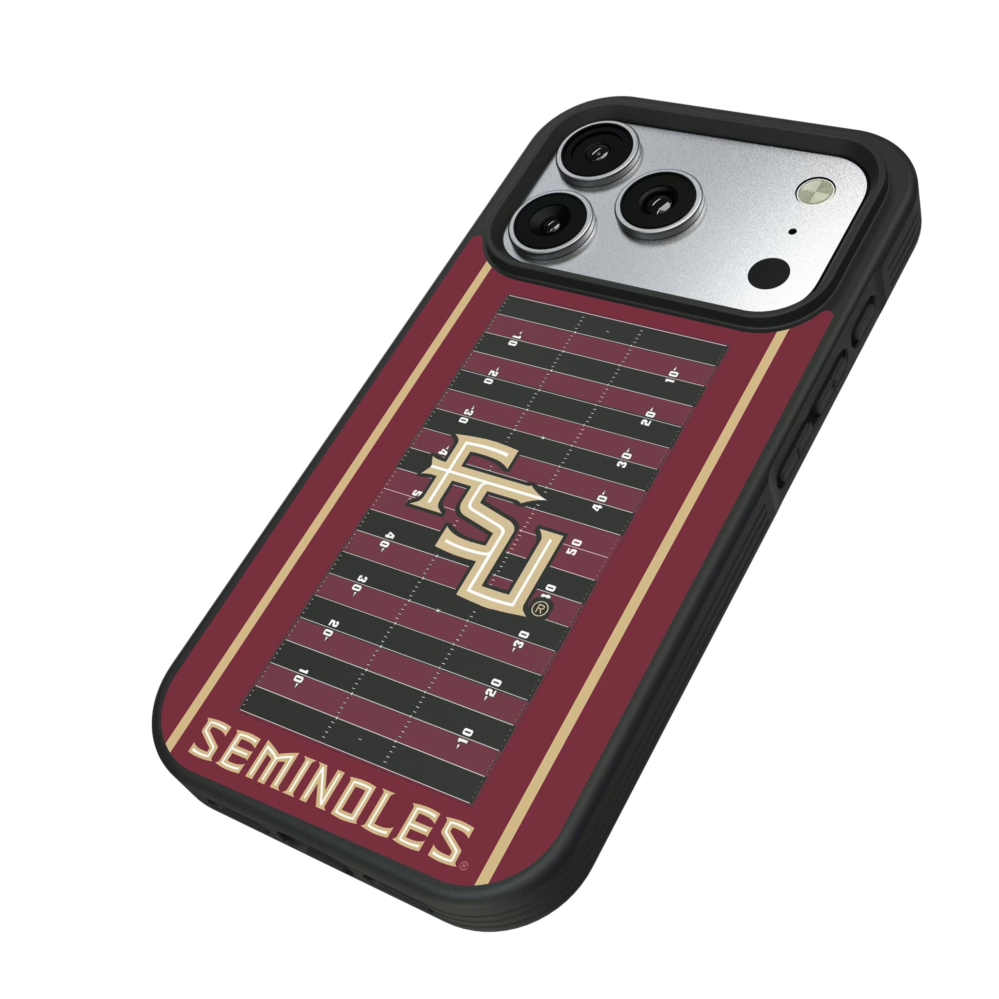 Florida State University Seminoles Athletic Wordmark Field iPhone Bump Phone Case for Apple iPhone - Isometric View#Device_iPhone 17 Pro