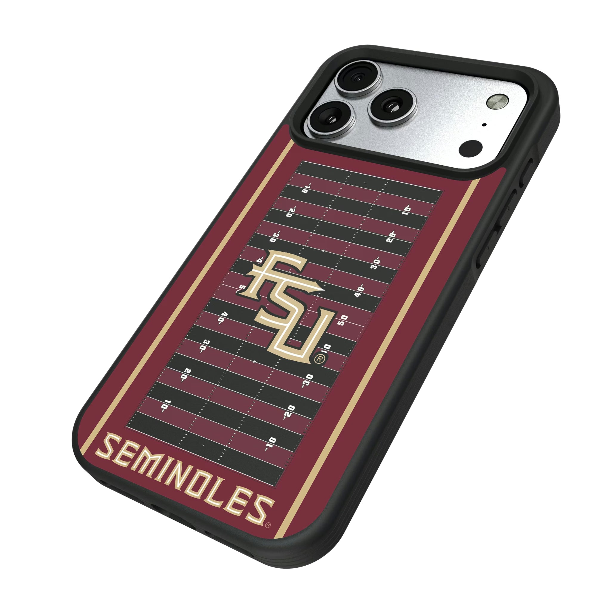 Florida State University Seminoles Athletic Wordmark Field iPhone Bump Phone Case for Apple iPhone - Isometric View#Device_iPhone 17 Pro Max