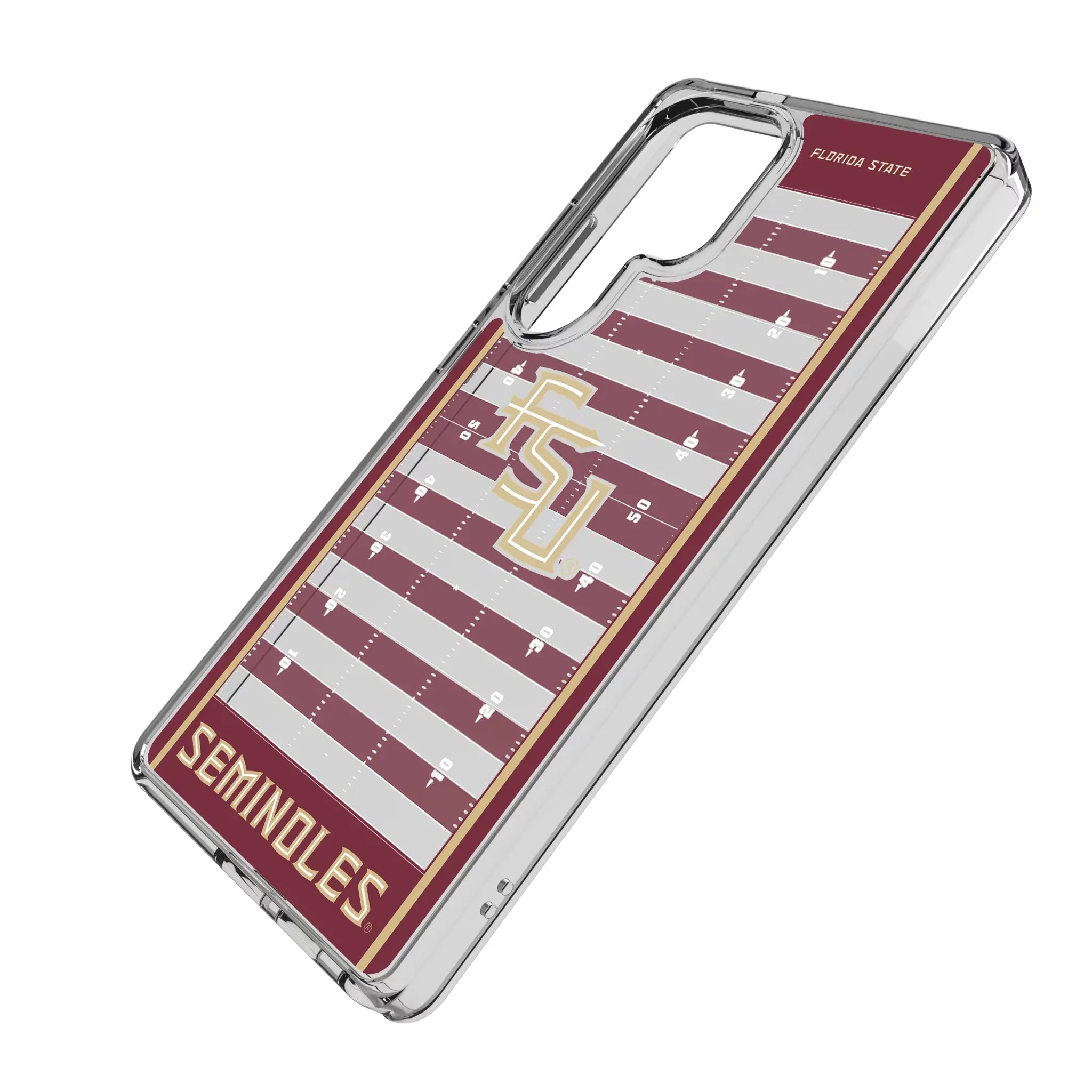 Florida State University Seminoles Athletic Wordmark Field Galaxy Clear Phone Case for Samsung Galaxy - Isometric View#Device_Galaxy S25 Ultra