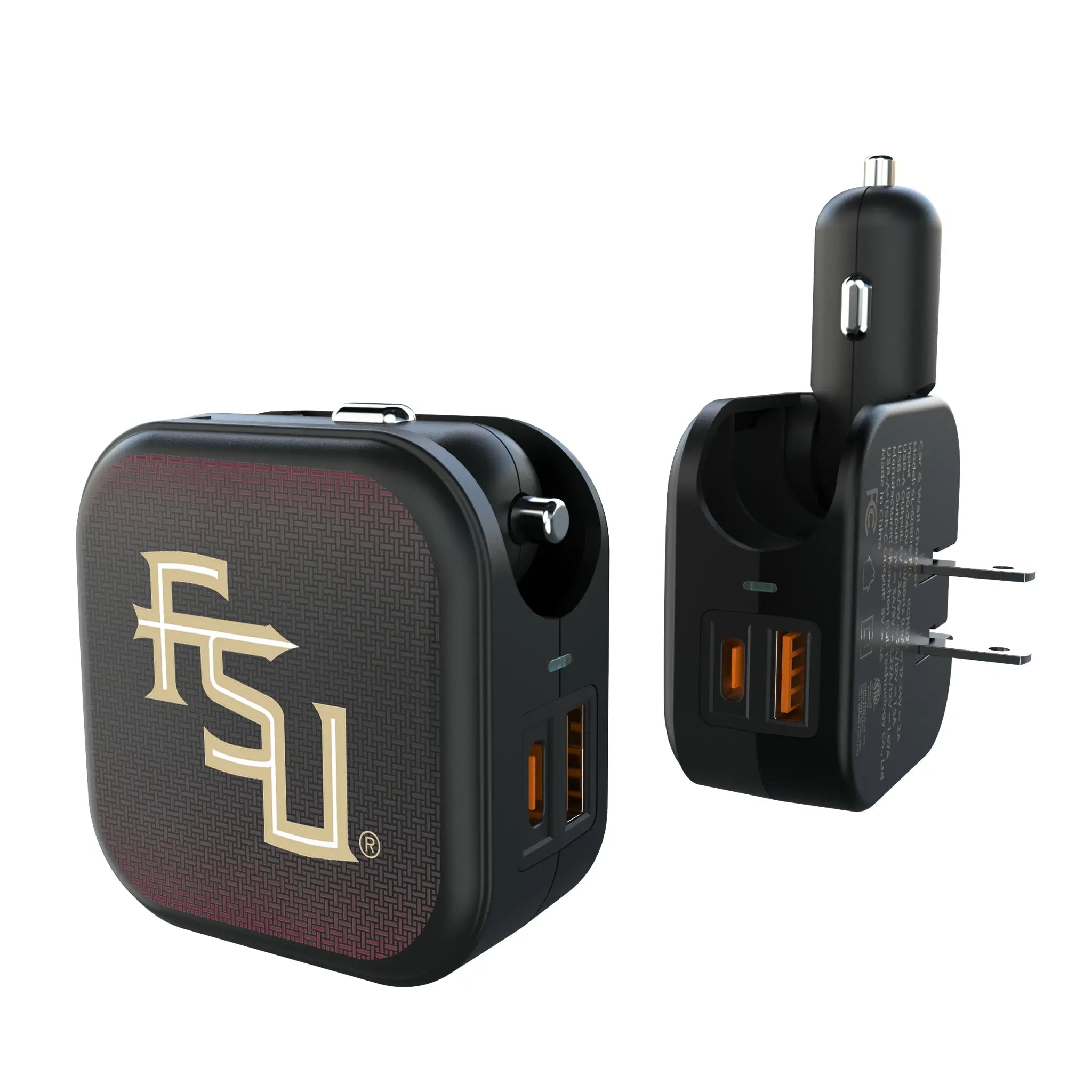 Florida State University Seminoles Athletic Wordmark Linen 2 in 1 USB A/C Charger