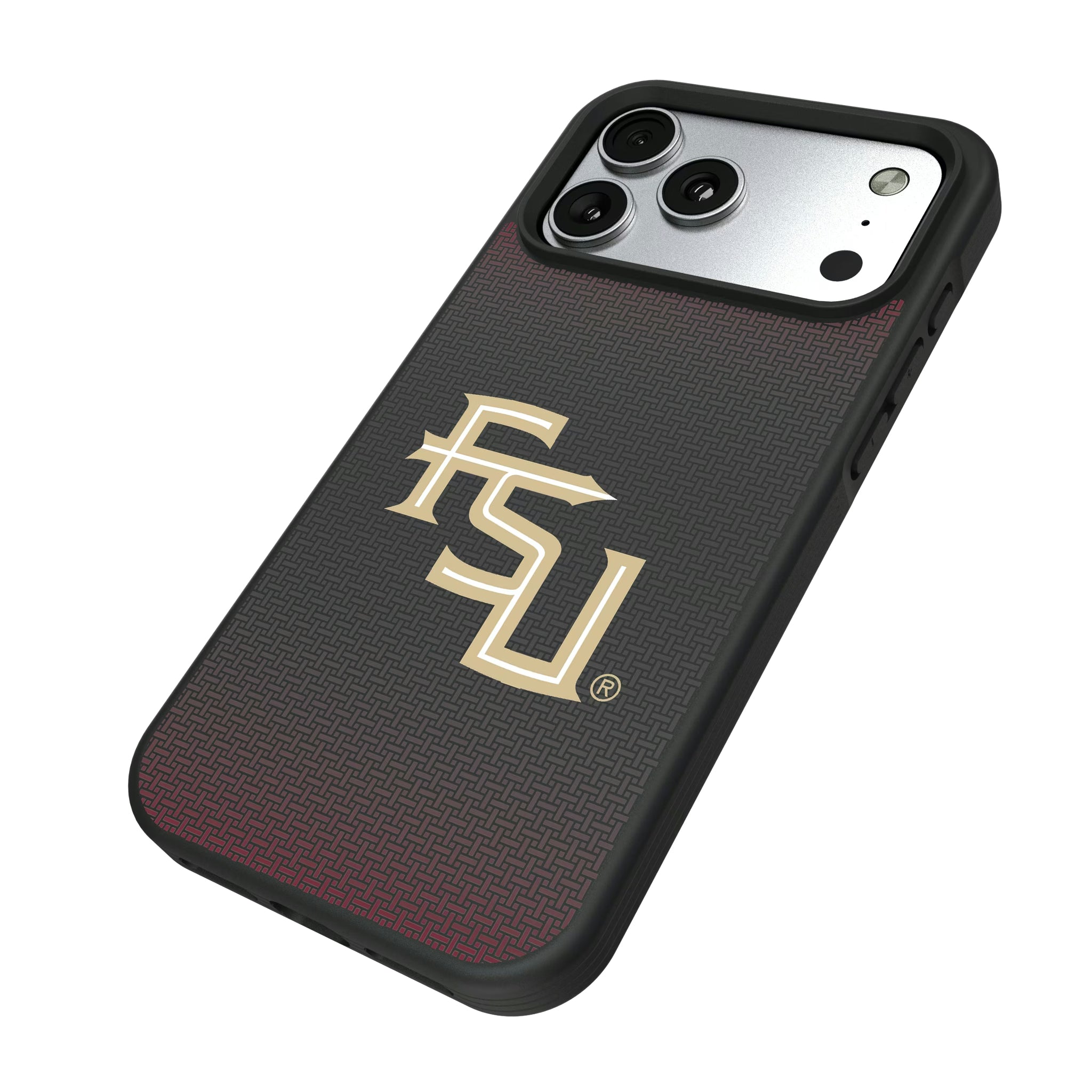Florida State University Seminoles Athletic Wordmark Linen iPhone Bump Phone Case for Apple iPhone - Isometric View#Device_iPhone 17 Pro Max