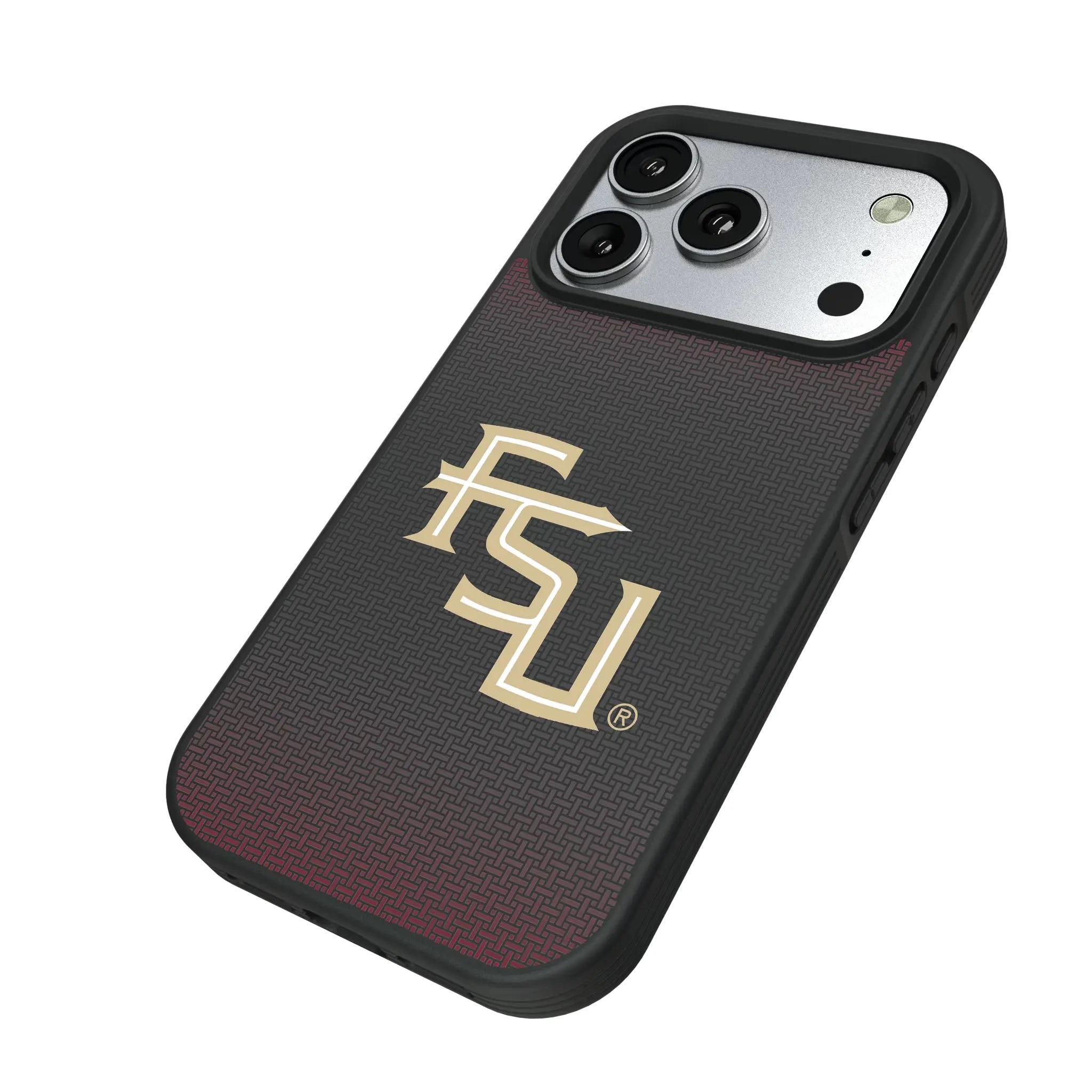 Florida State University Seminoles Athletic Wordmark Linen iPhone Bump Phone Case for Apple iPhone - Isometric View#Device_iPhone 17 Pro