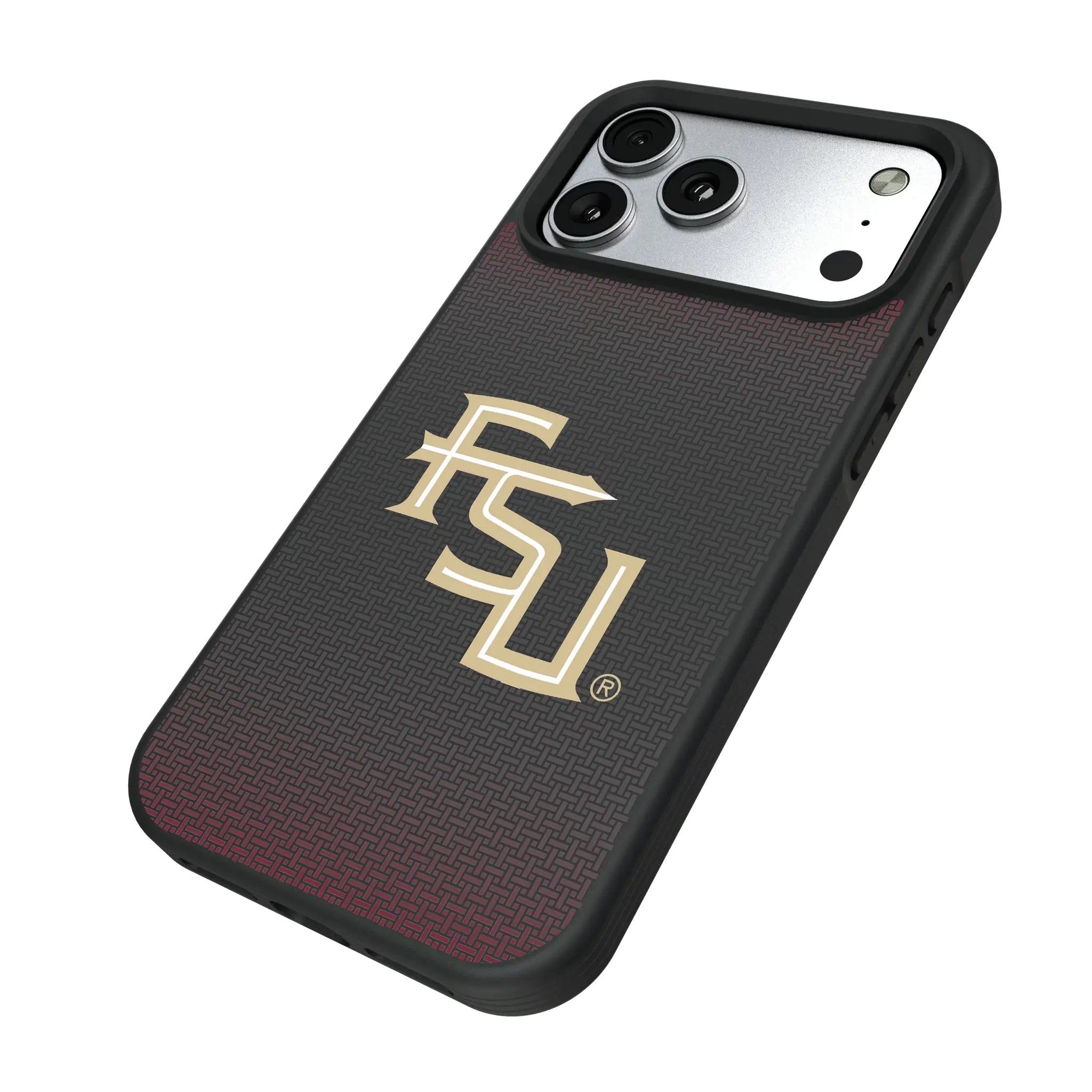 Florida State University Seminoles Athletic Wordmark Linen iPhone Bump Phone Case for Apple iPhone - Isometric View#Device_iPhone 17 Pro Max