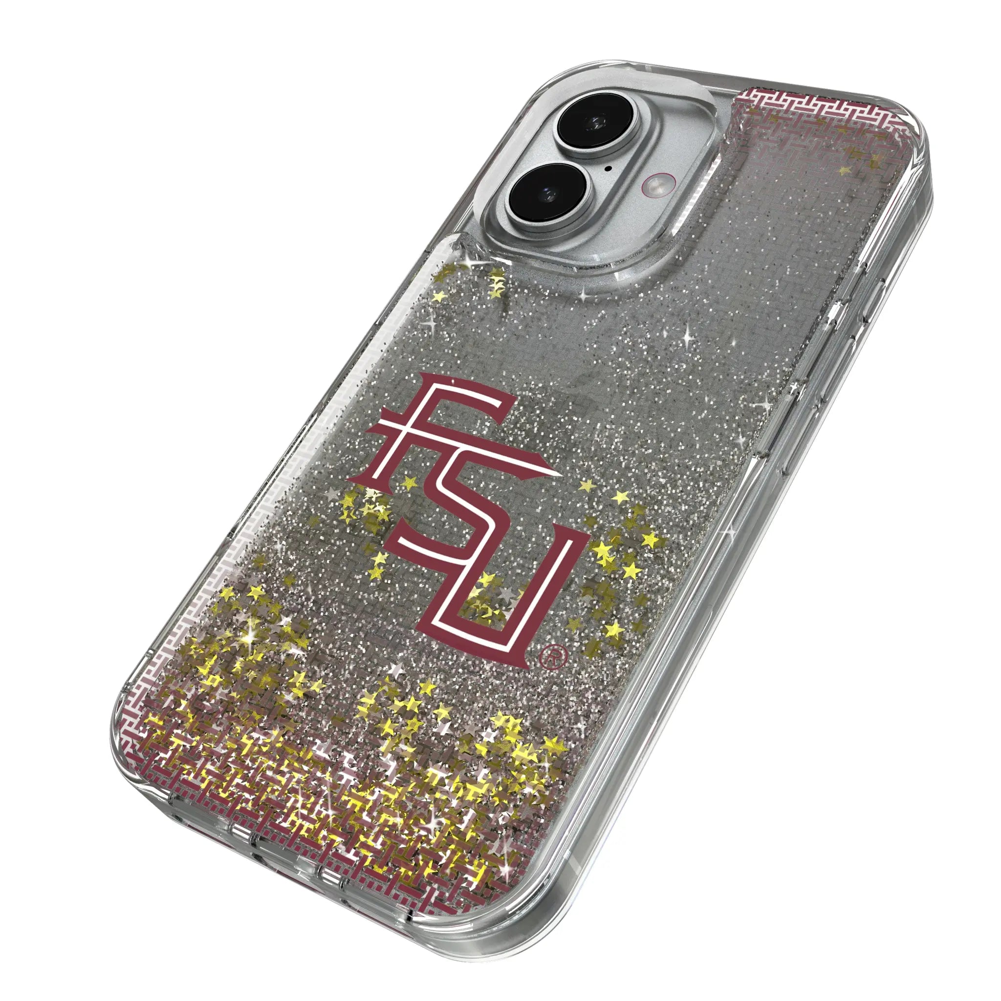 Florida State University Seminoles Athletic Wordmark Linen iPhone Glitter Phone Case for Apple iPhone - Isometric View