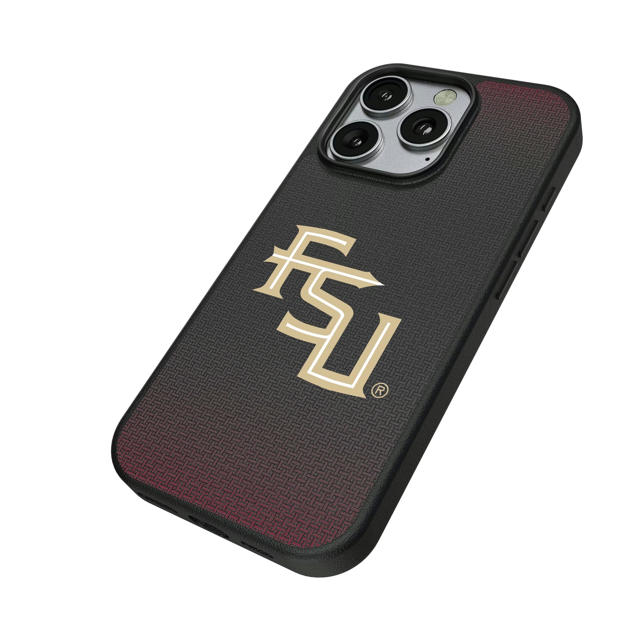 Florida State University Seminoles Athletic Wordmark Linen iPhone MagSafe Compatible Phone Case for Apple iPhone - Isometric View