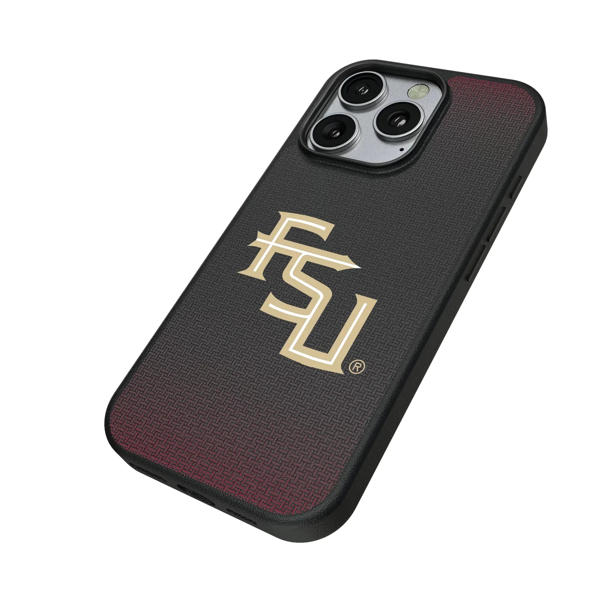 Florida State University Seminoles Athletic Wordmark Linen iPhone MagSafe Compatible Phone Case for Apple iPhone - Isometric View