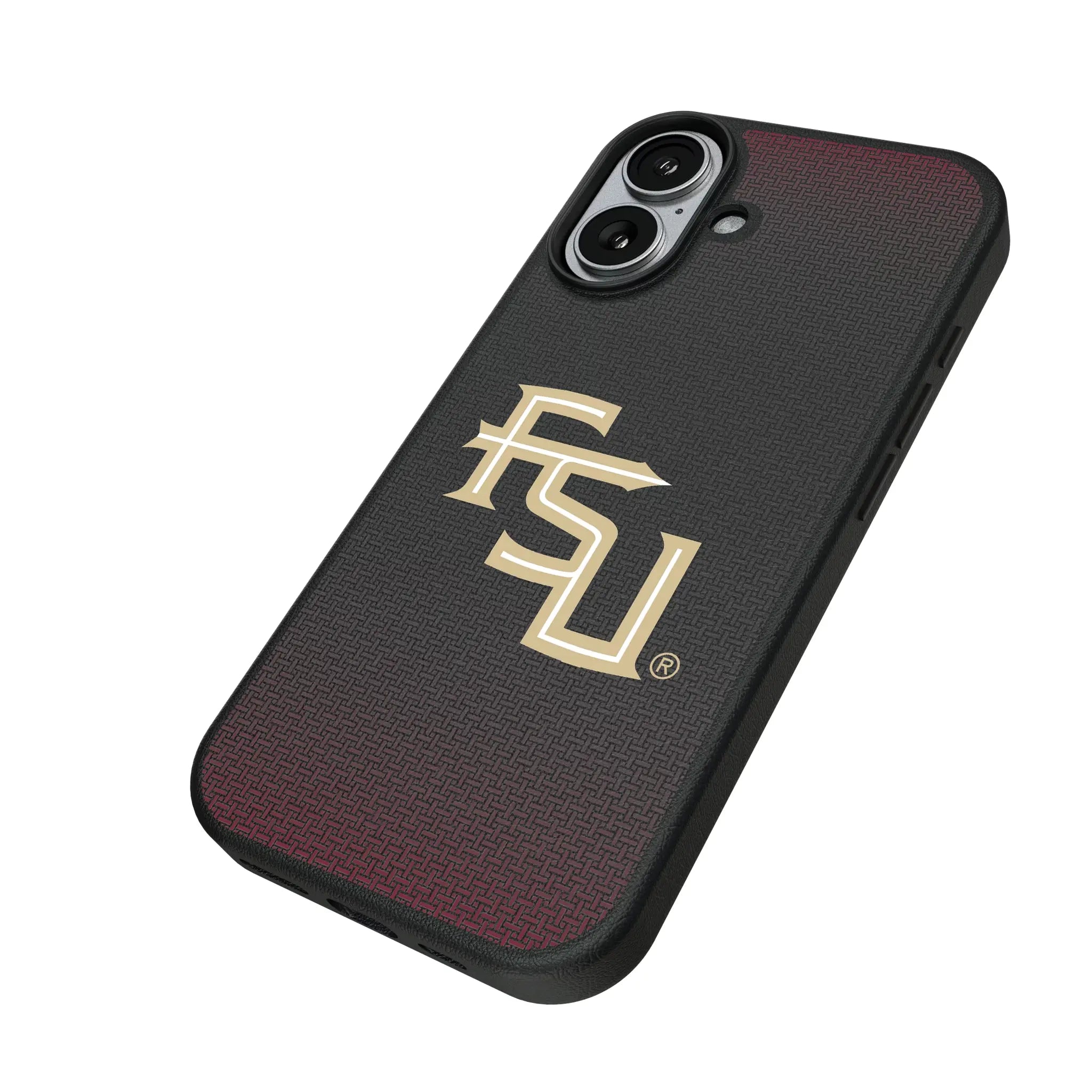 Florida State University Seminoles Athletic Wordmark Linen iPhone MagSafe Compatible Phone Case for Apple iPhone - Isometric View#Device_iPhone 17