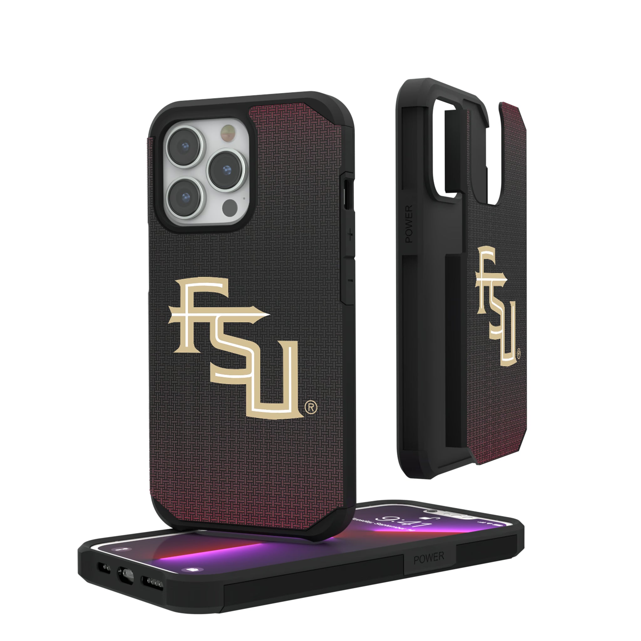 Florida State University Seminoles Athletic Wordmark Linen iPhone Rugged Phone Case for Apple iPhone#Device_iPhone 13 Pro