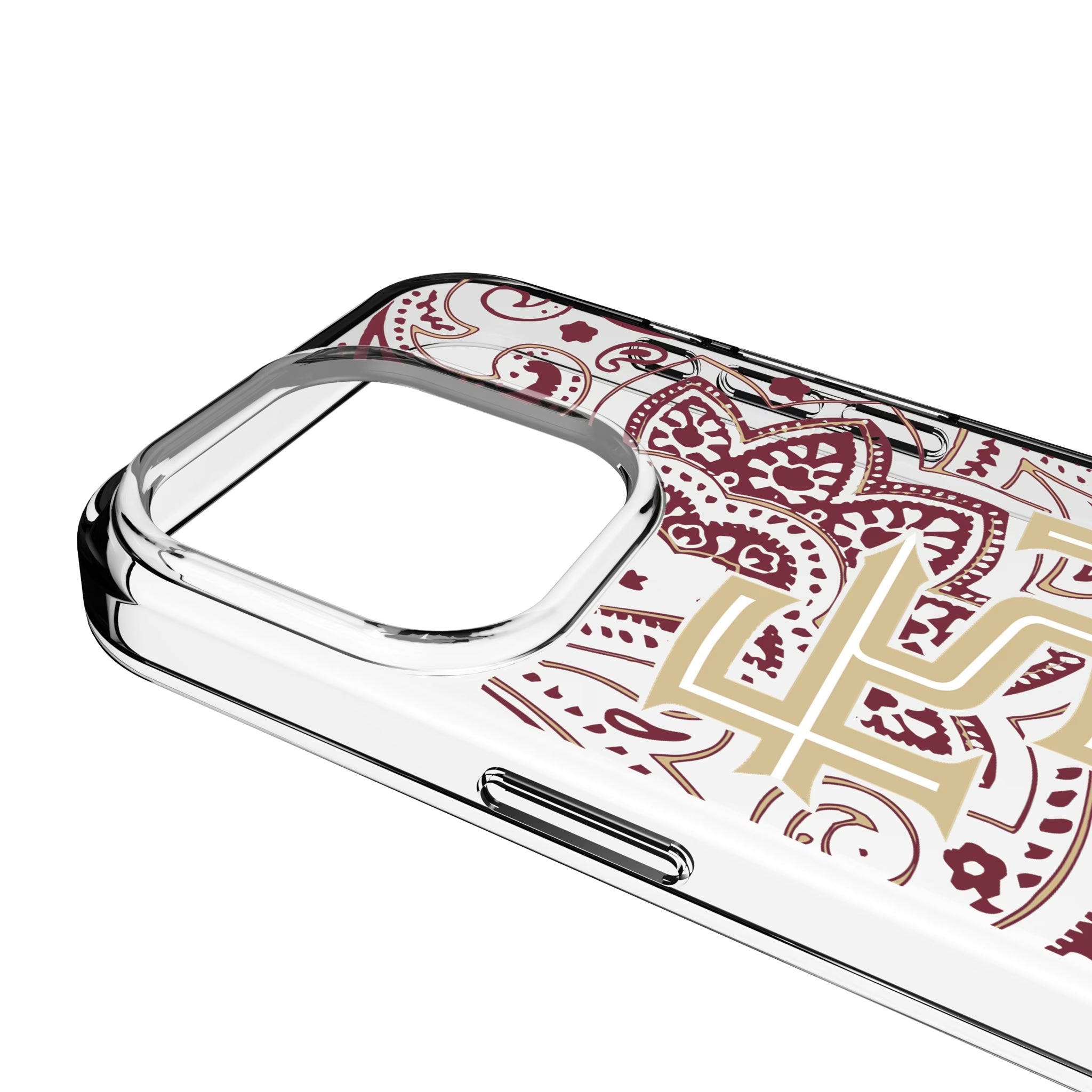 Florida State University Seminoles Athletic Wordmark Paisley iPhone Clear Phone Case for Apple iPhone - Detail
