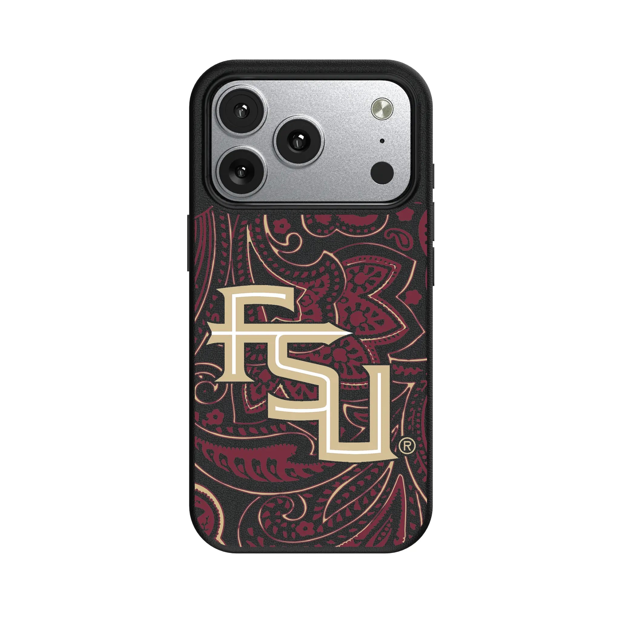 Florida State University Seminoles Athletic Wordmark Paisley iPhone MagSafe Compatible Phone Case for Apple iPhone#Device_iPhone 17 Pro