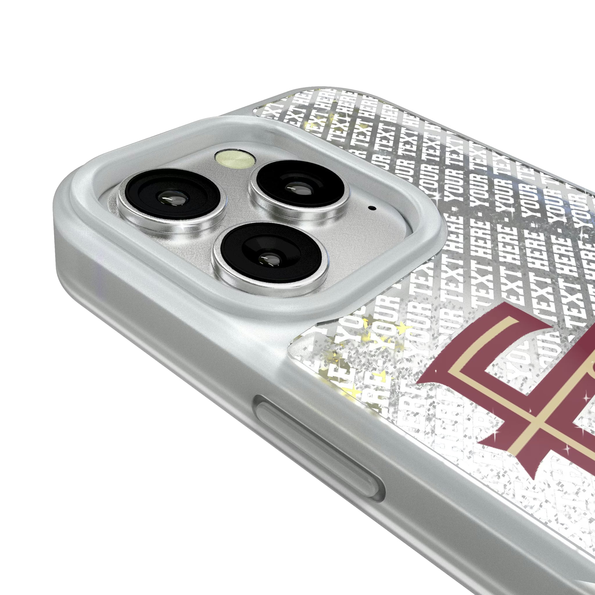 Florida State University Seminoles Athletic Wordmark Personalized EndZone Plus iPhone Glitter Phone Case for Apple iPhone - Detail#Device_iPhone 16 Pro