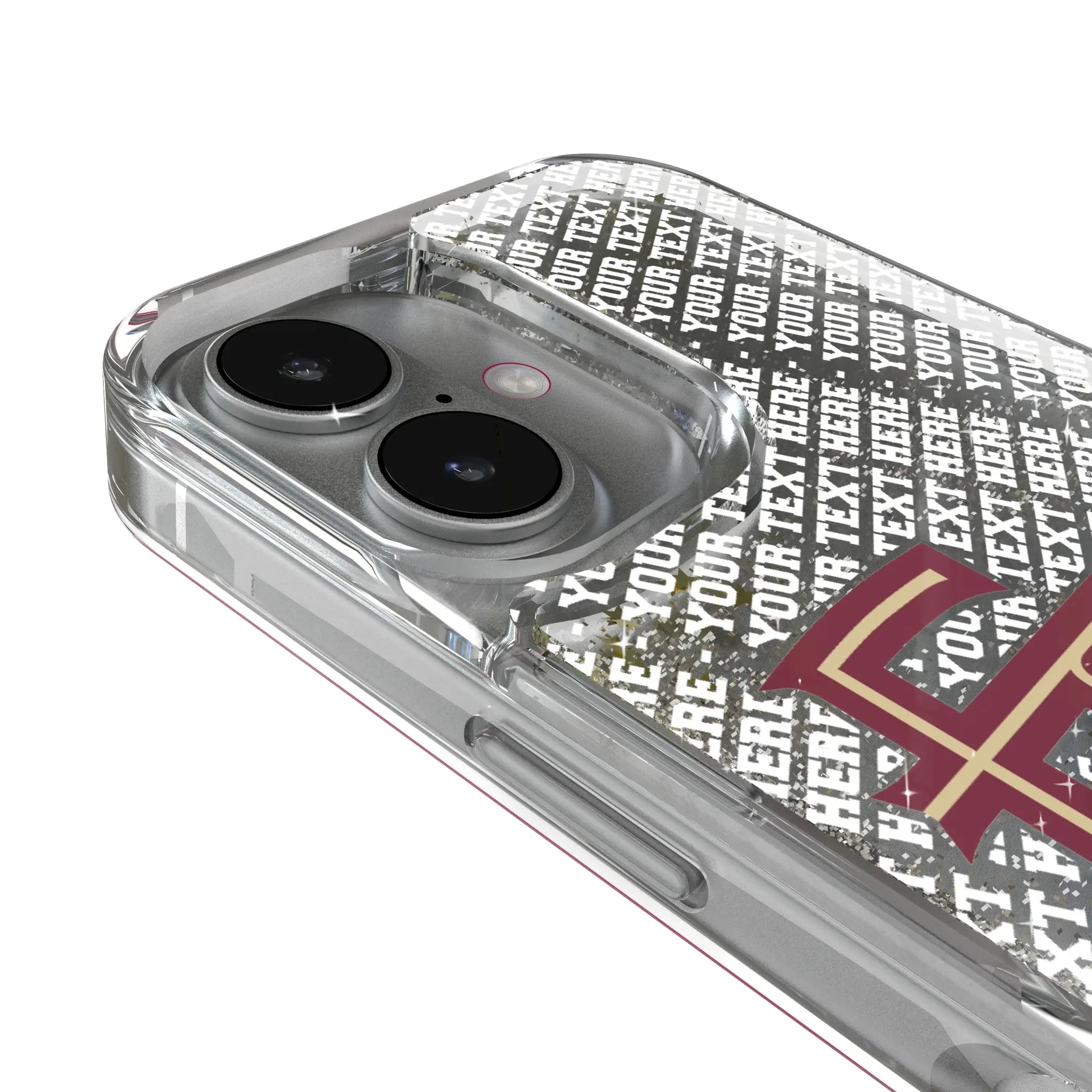 Florida State University Seminoles Athletic Wordmark Personalized EndZone Plus iPhone Glitter Phone Case for Apple iPhone - Detail