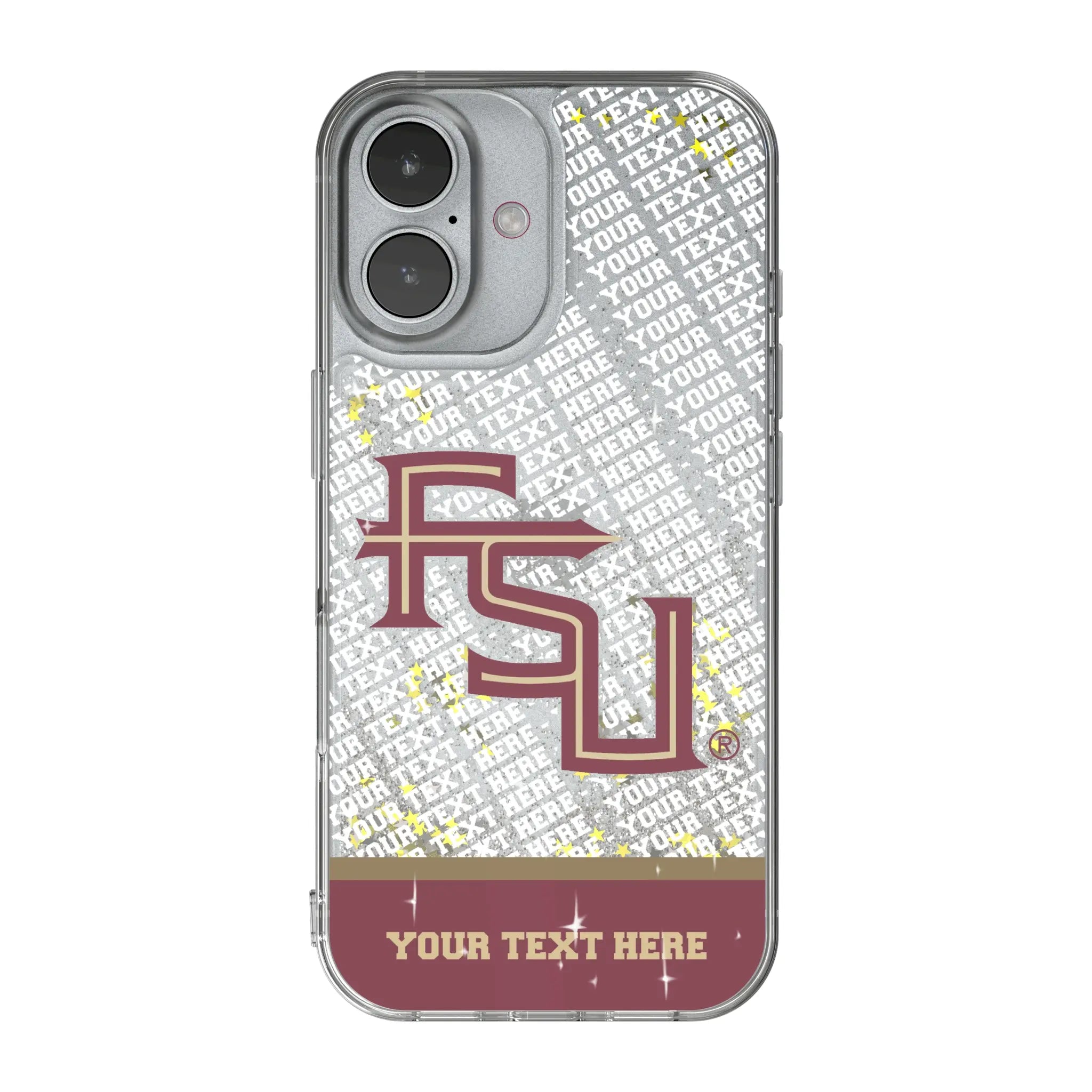 Florida State University Seminoles Athletic Wordmark Personalized EndZone Plus iPhone Glitter Phone Case for Apple iPhone