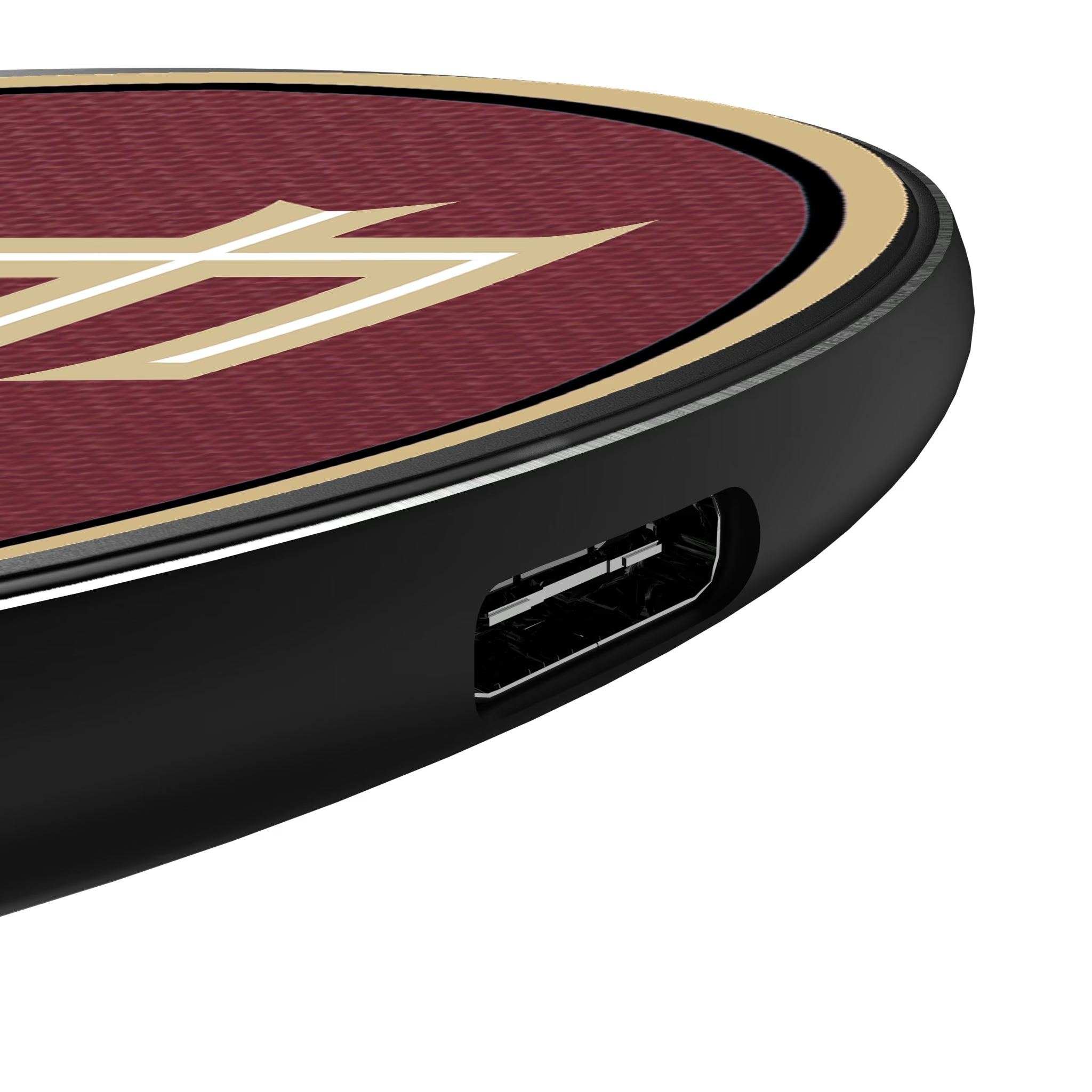 Florida State University Seminoles Athletic Wordmark Personalized Endzone Solid 15-Watt Wireless Charger - Detail