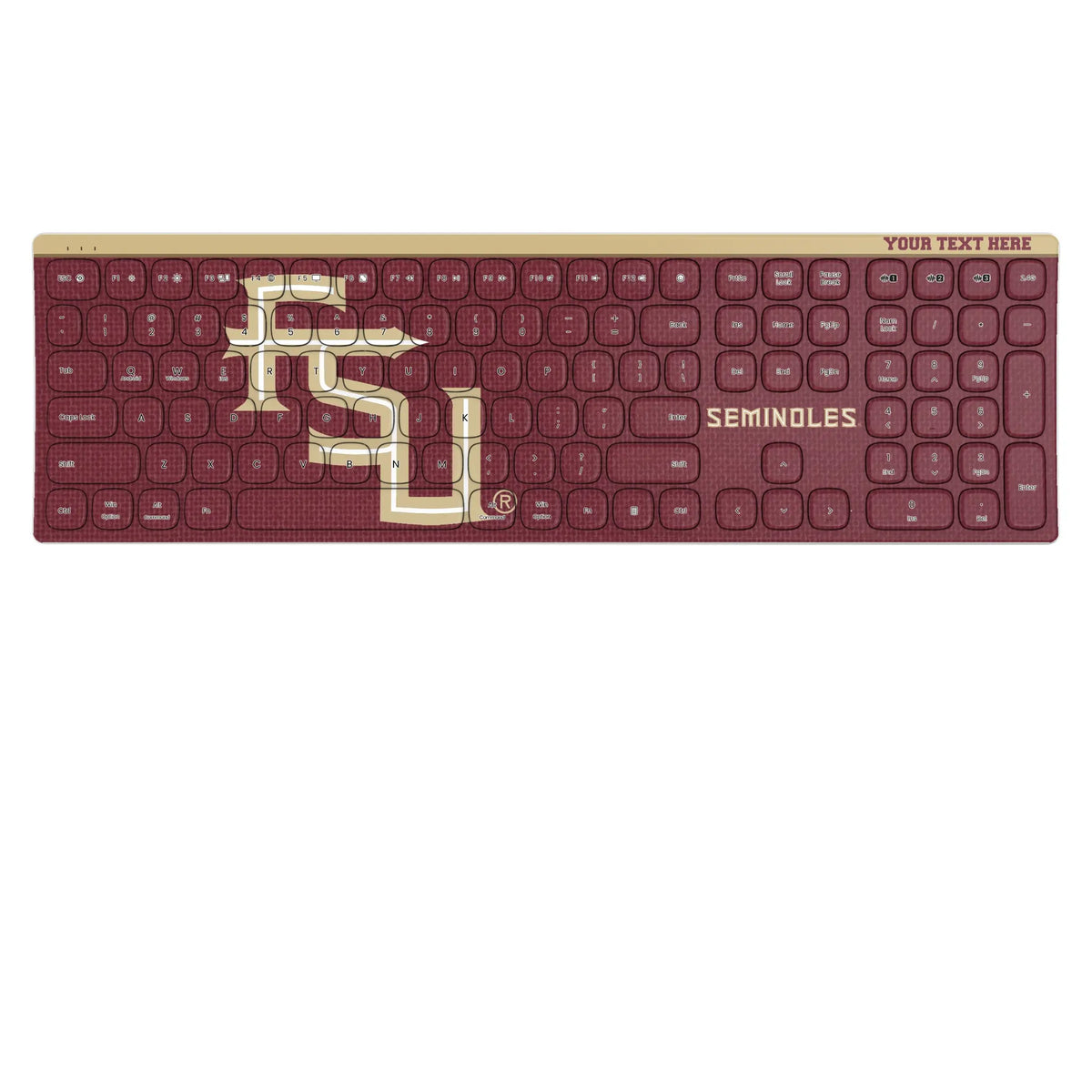 Florida State University Seminoles Athletic Wordmark Personalized Endzone Solid KKB605 Curved Wireless Keyboard