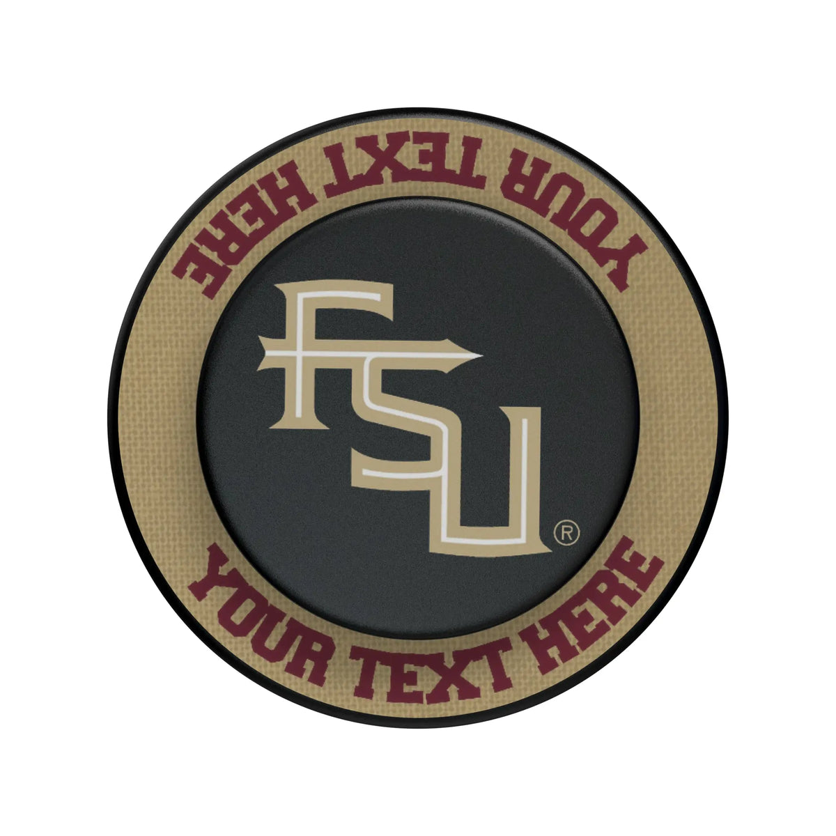 Florida State University Seminoles Athletic Wordmark Personalized Endzone Solid Popsockets Round Magnetic