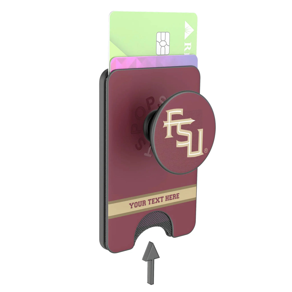 Florida State University Seminoles Athletic Wordmark Personalized Endzone Solid Popsockets Wallet Magnetic - Detail