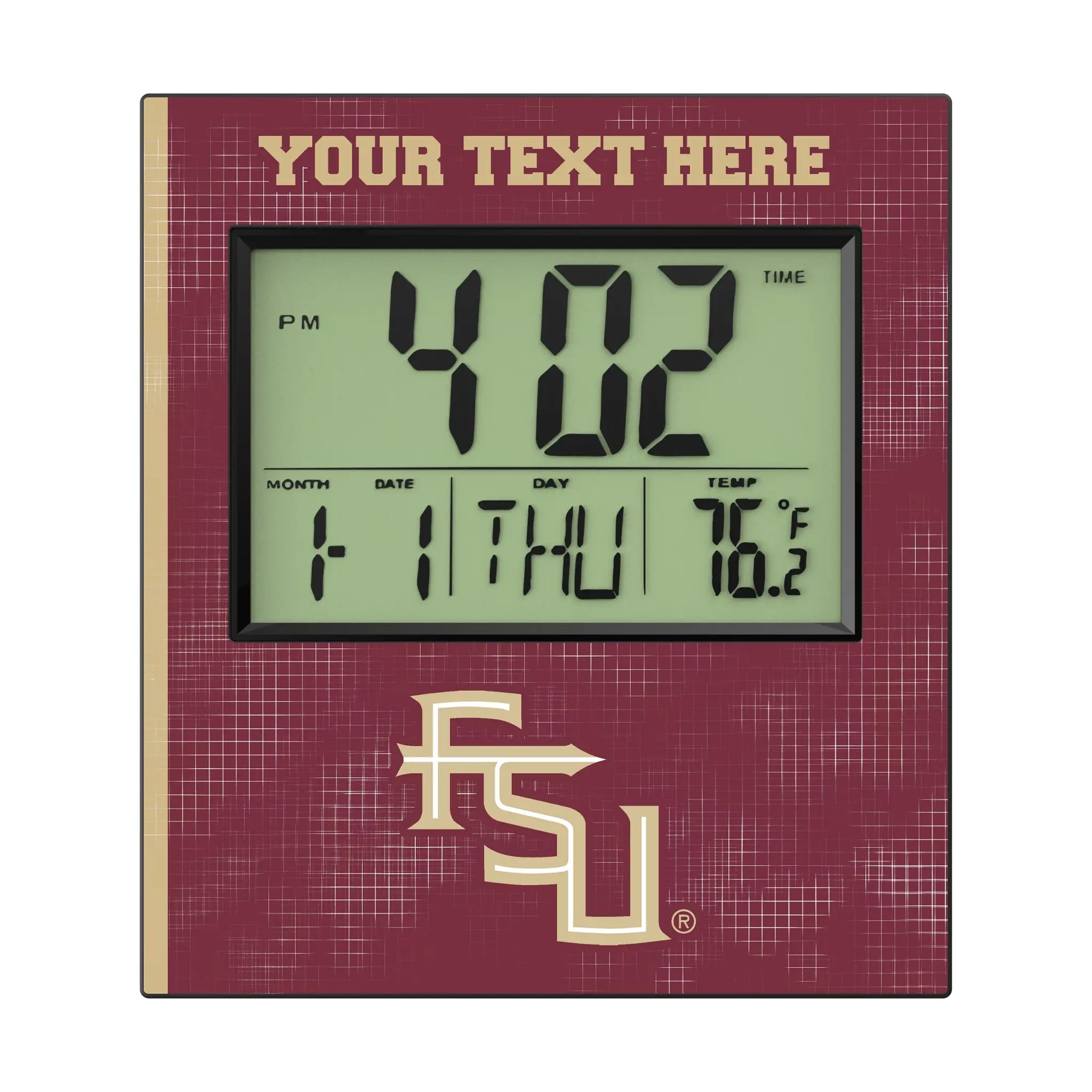 Florida State University Seminoles Athletic Wordmark Personalized Hatch Wall Clock