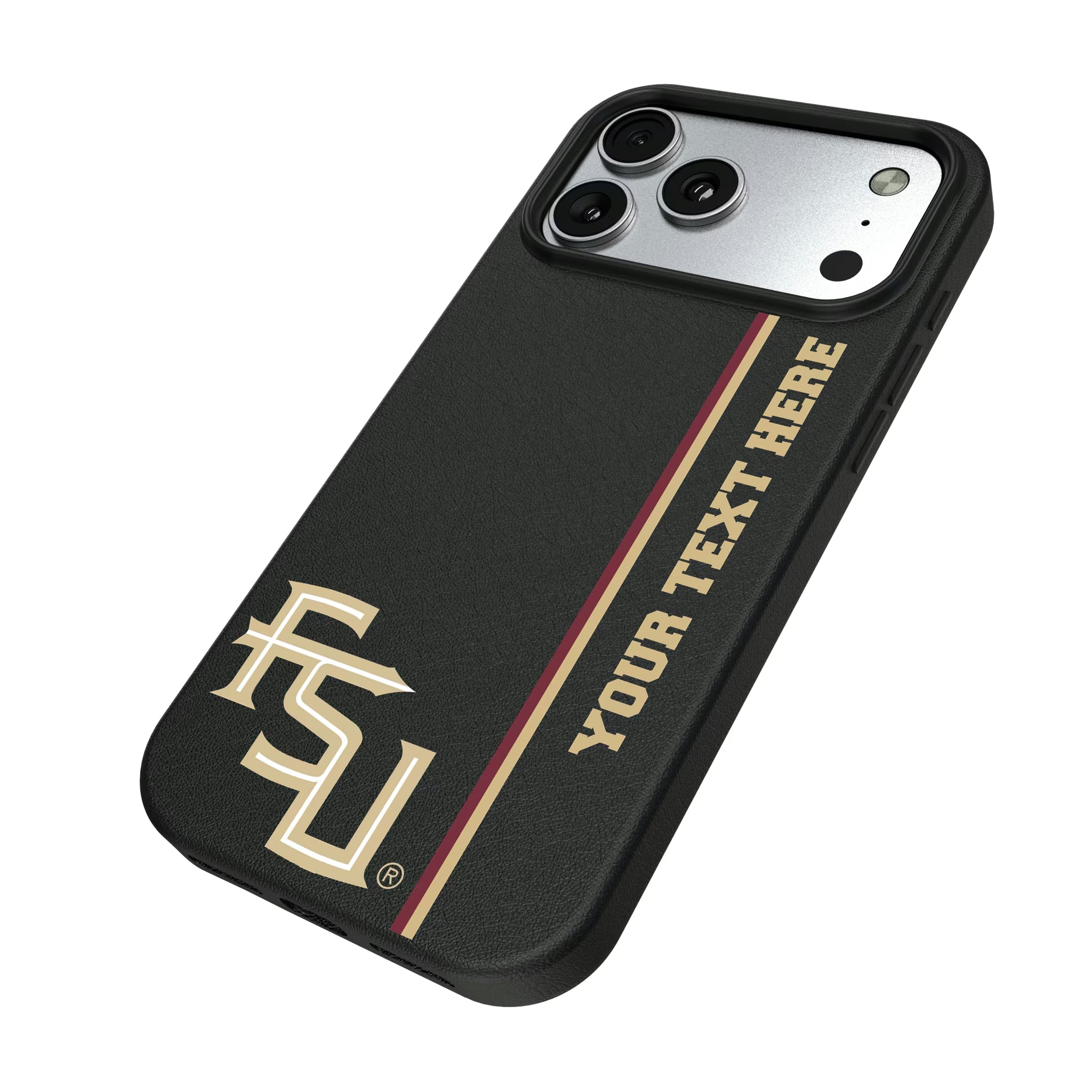 Florida State University Seminoles Athletic Wordmark Personalized Sidebard iPhone MagSafe Compatible Phone Case for Apple iPhone - Isometric View#Device_iPhone 17 Pro Max