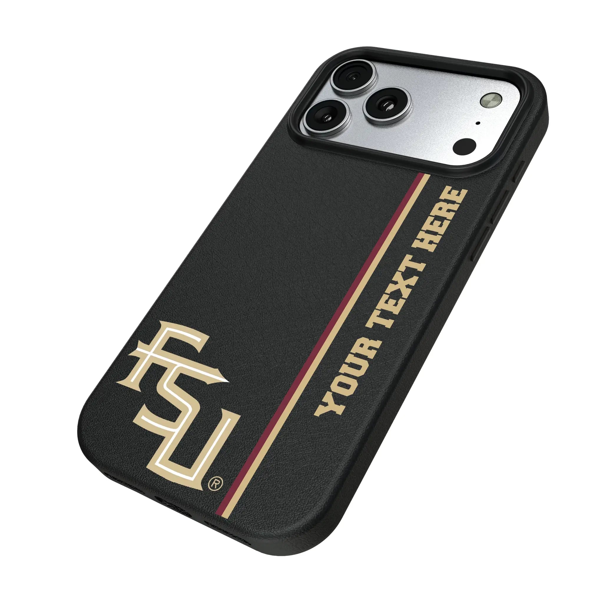 Florida State University Seminoles Athletic Wordmark Personalized Sidebard iPhone MagSafe Compatible Phone Case for Apple iPhone - Isometric View#Device_iPhone 17 Pro Max