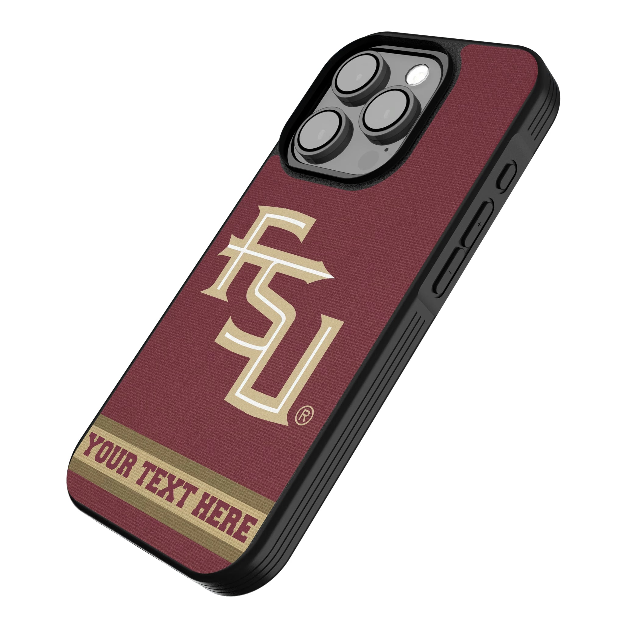 Florida State University Seminoles Athletic Wordmark Personalized Stripe iPhone Bump Phone Case for Apple iPhone - Isometric View