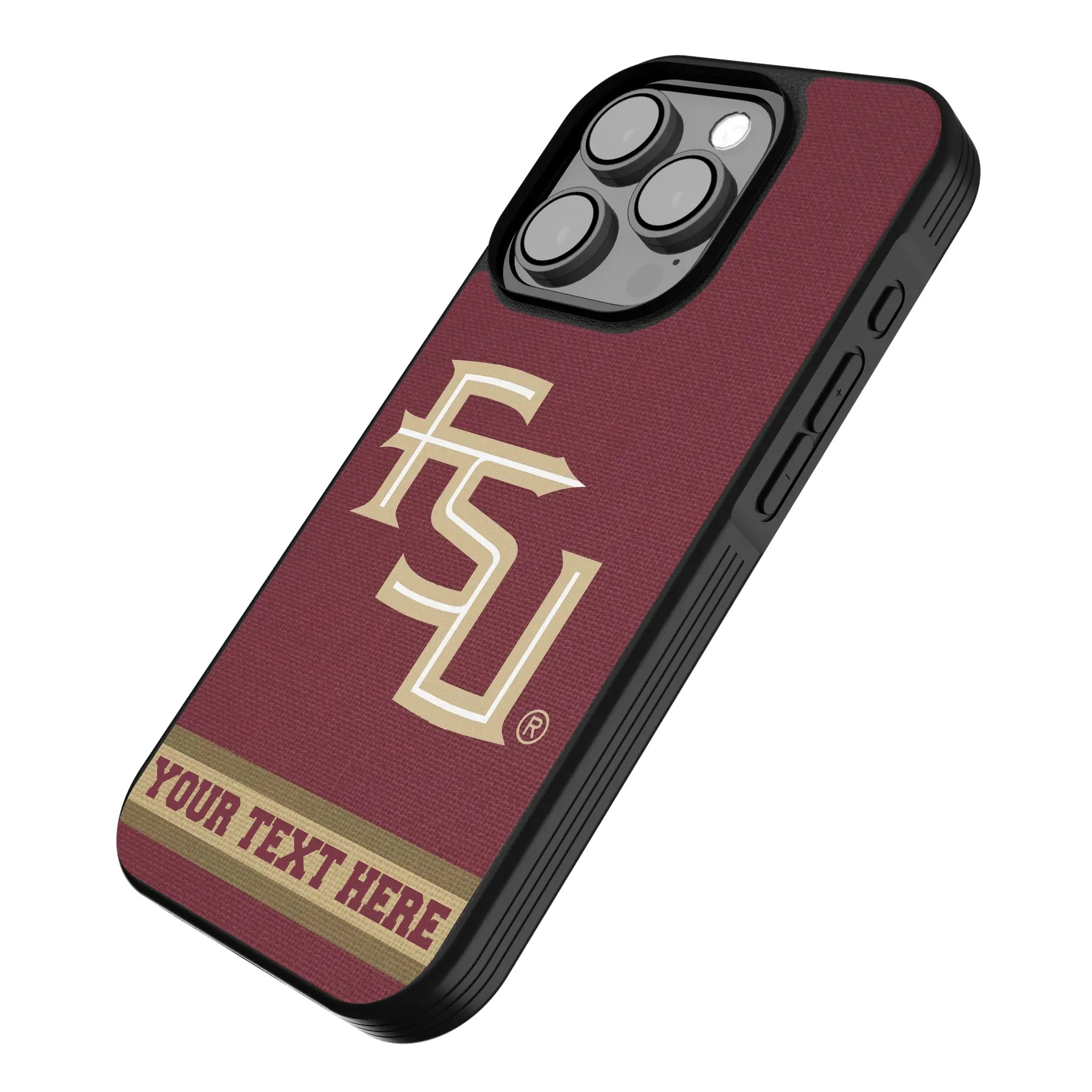 Florida State University Seminoles Athletic Wordmark Personalized Stripe iPhone Bump Phone Case for Apple iPhone - Isometric View