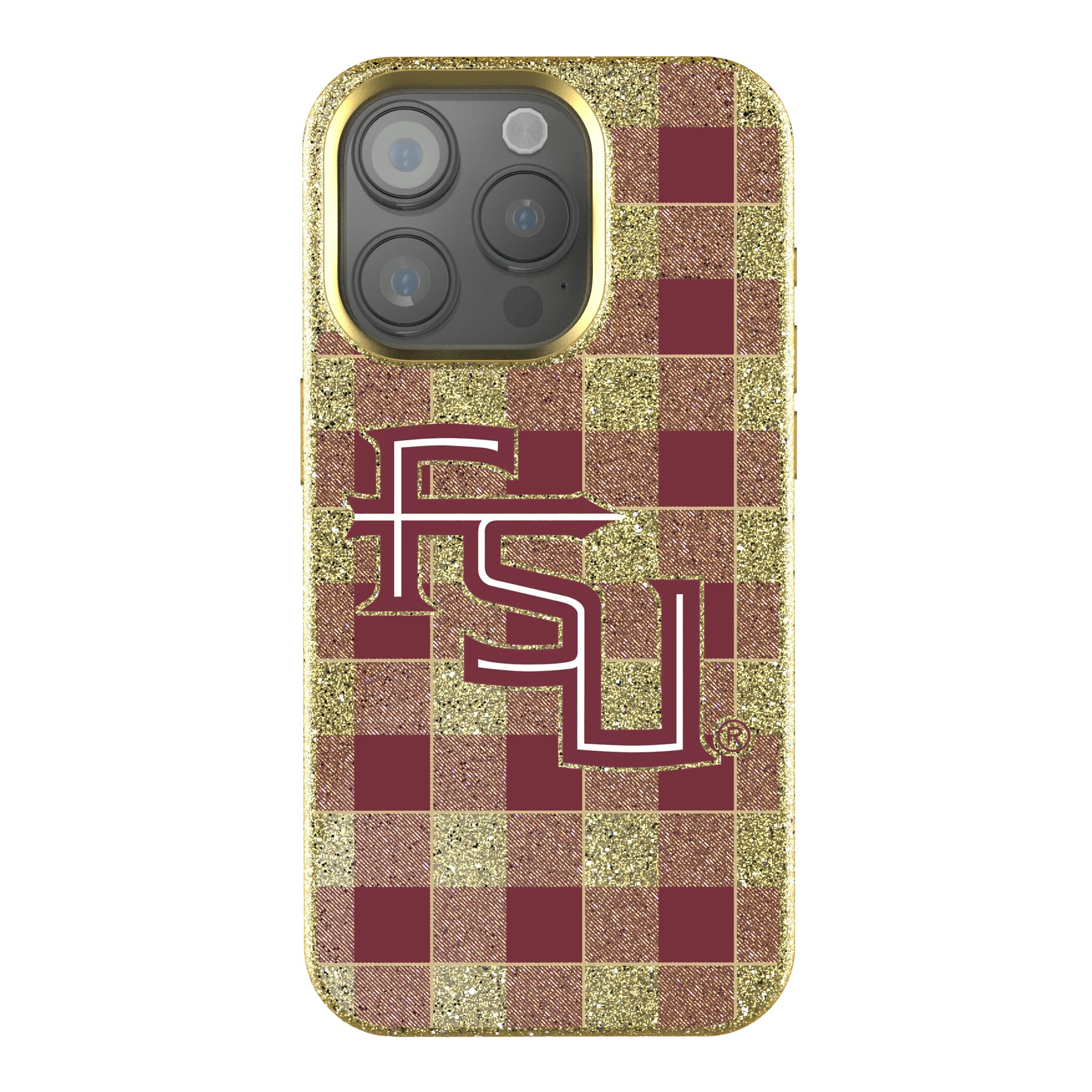 Florida State University Seminoles Athletic Wordmark Plaid iPhone Bling Phone Case for Apple iPhone