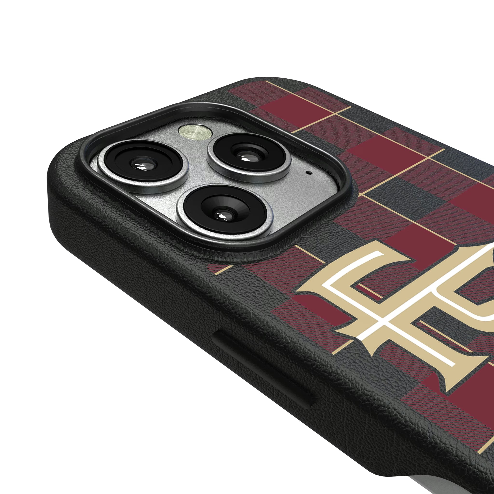 Florida State University Seminoles Athletic Wordmark Plaid iPhone MagSafe Compatible Phone Case for Apple iPhone - Detail