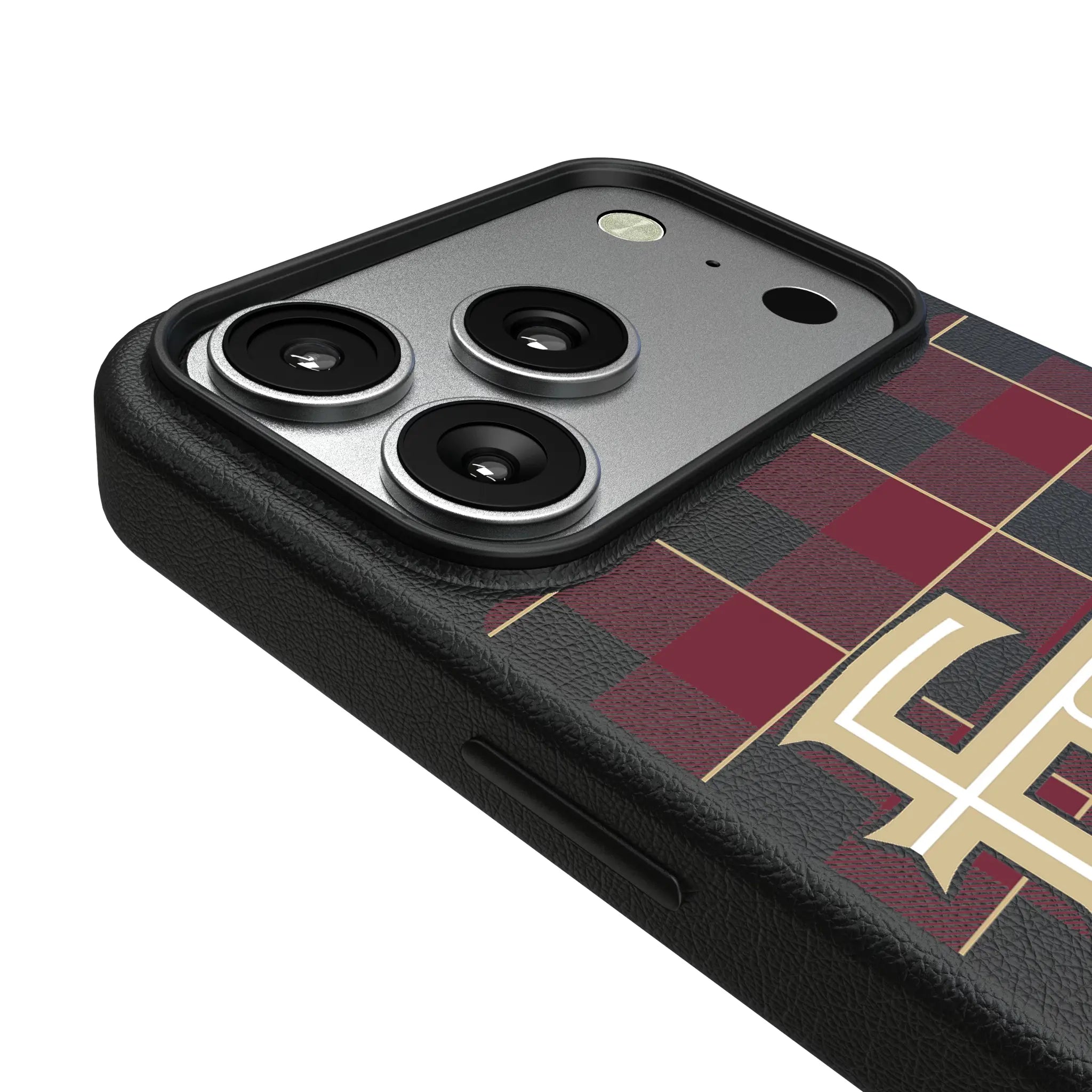 Florida State University Seminoles Athletic Wordmark Plaid iPhone MagSafe Compatible Phone Case for Apple iPhone - Detail#Device_iPhone 17 Pro