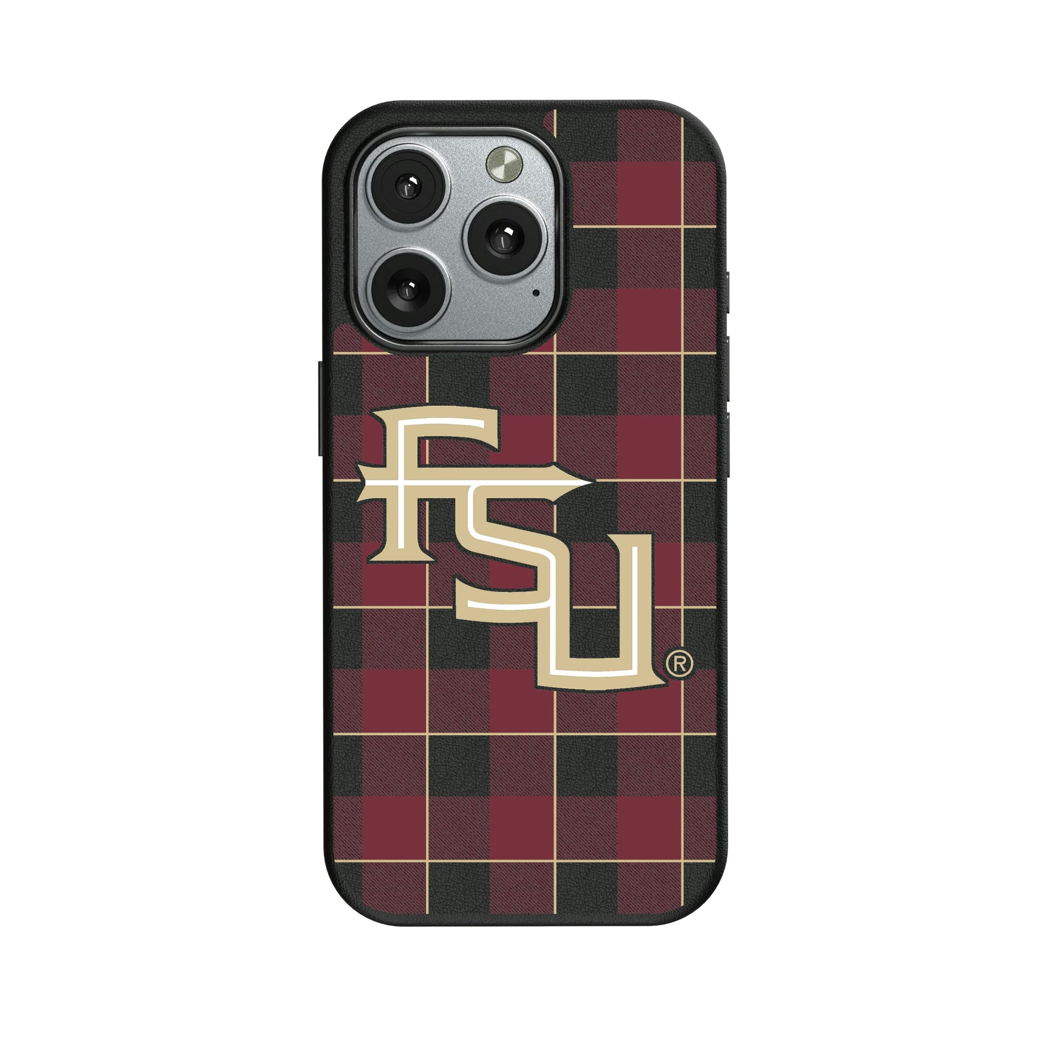 Florida State University Seminoles Athletic Wordmark Plaid iPhone MagSafe Compatible Phone Case for Apple iPhone