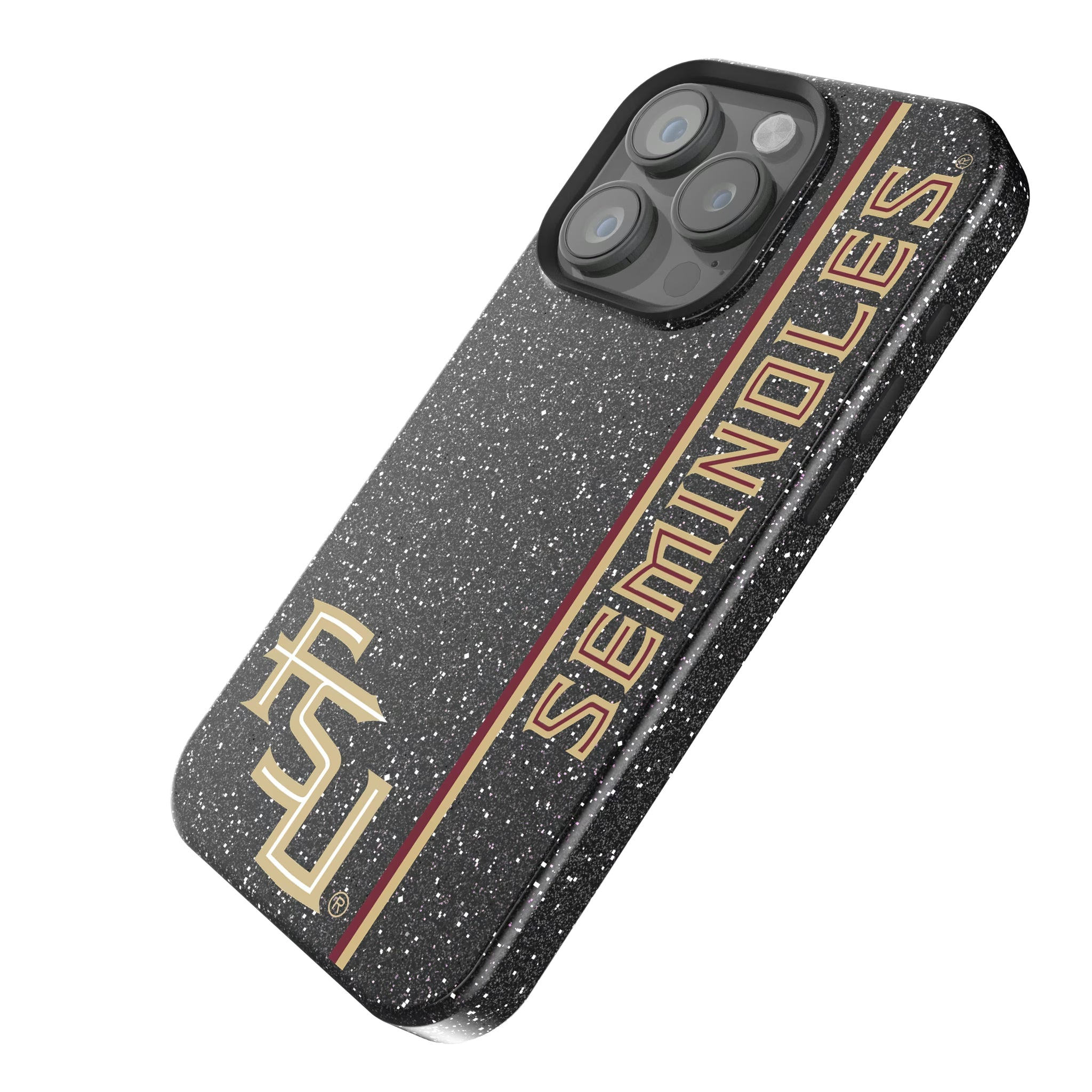 Florida State University Seminoles Athletic Wordmark Sidebar iPhone Bling Phone Case for Apple iPhone - Isometric View